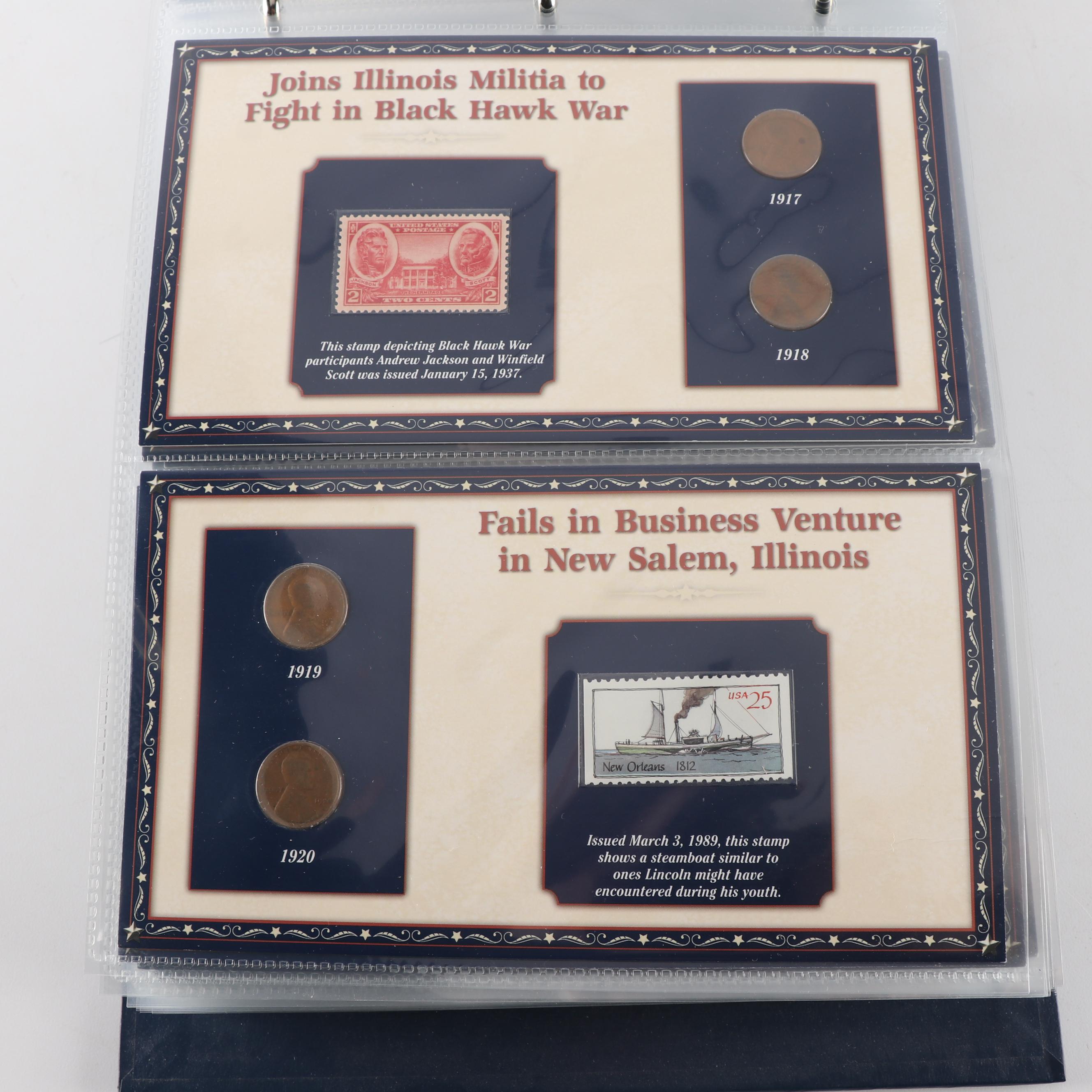 PCS 100 Years of Lincoln Coins and Historic Stamps Album