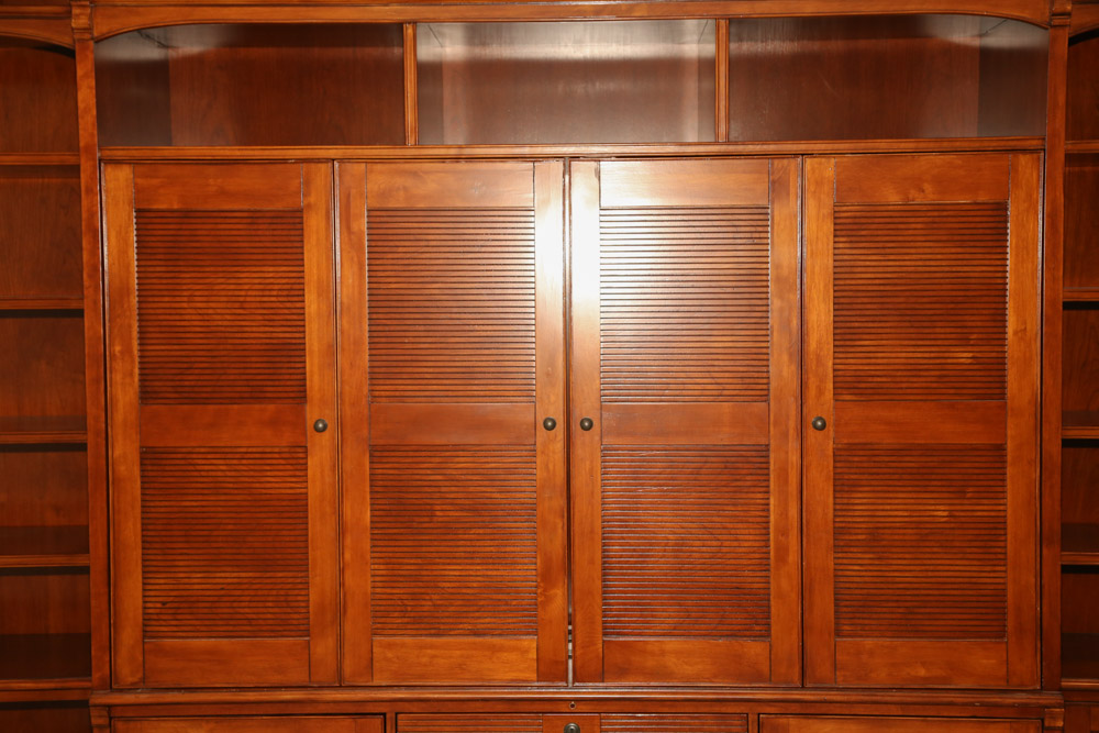 Three Piece Wall Unit Wooden Media Cabinet by Sligh, 21st Century