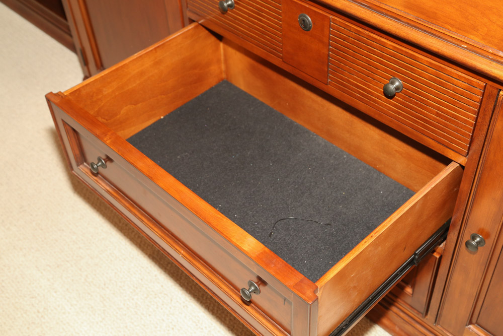 Three Piece Wall Unit Wooden Media Cabinet by Sligh, 21st Century