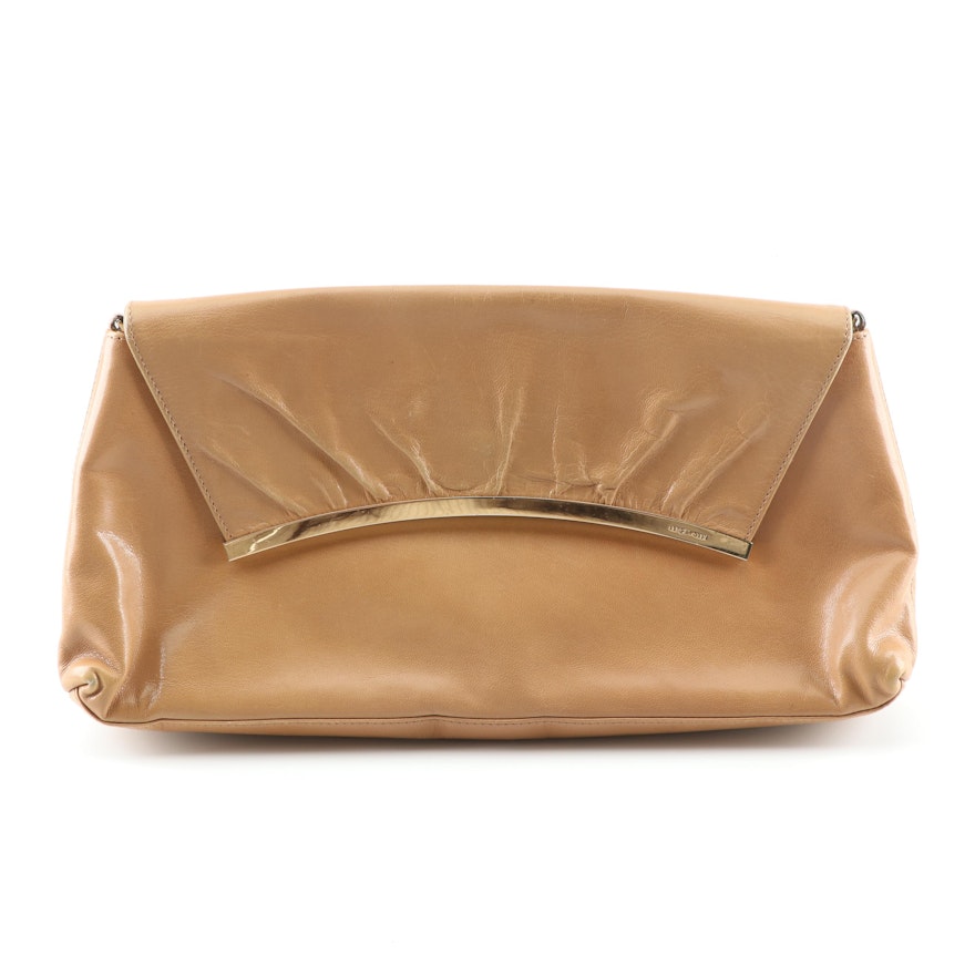 Vintage Sergio Rossi Tan Leather Clutch, Made in Italy
