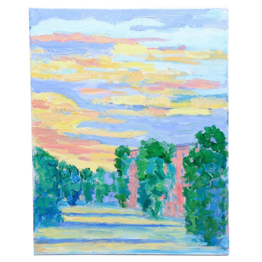 Will Becker Acrylic Painting "Sunset Over the Avenue"