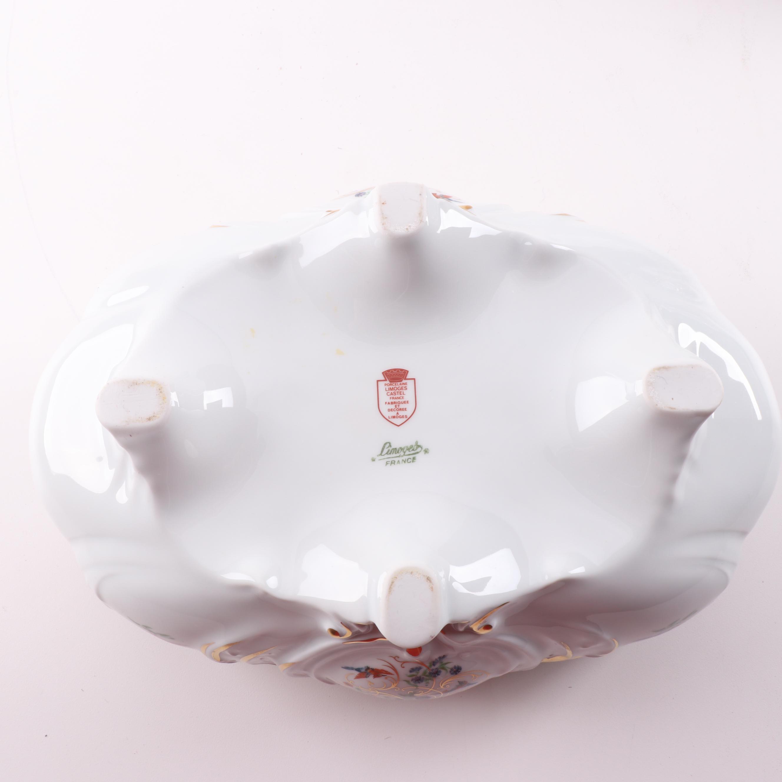 Castel Limoges Porcelain Footed Centerpiece Bowls