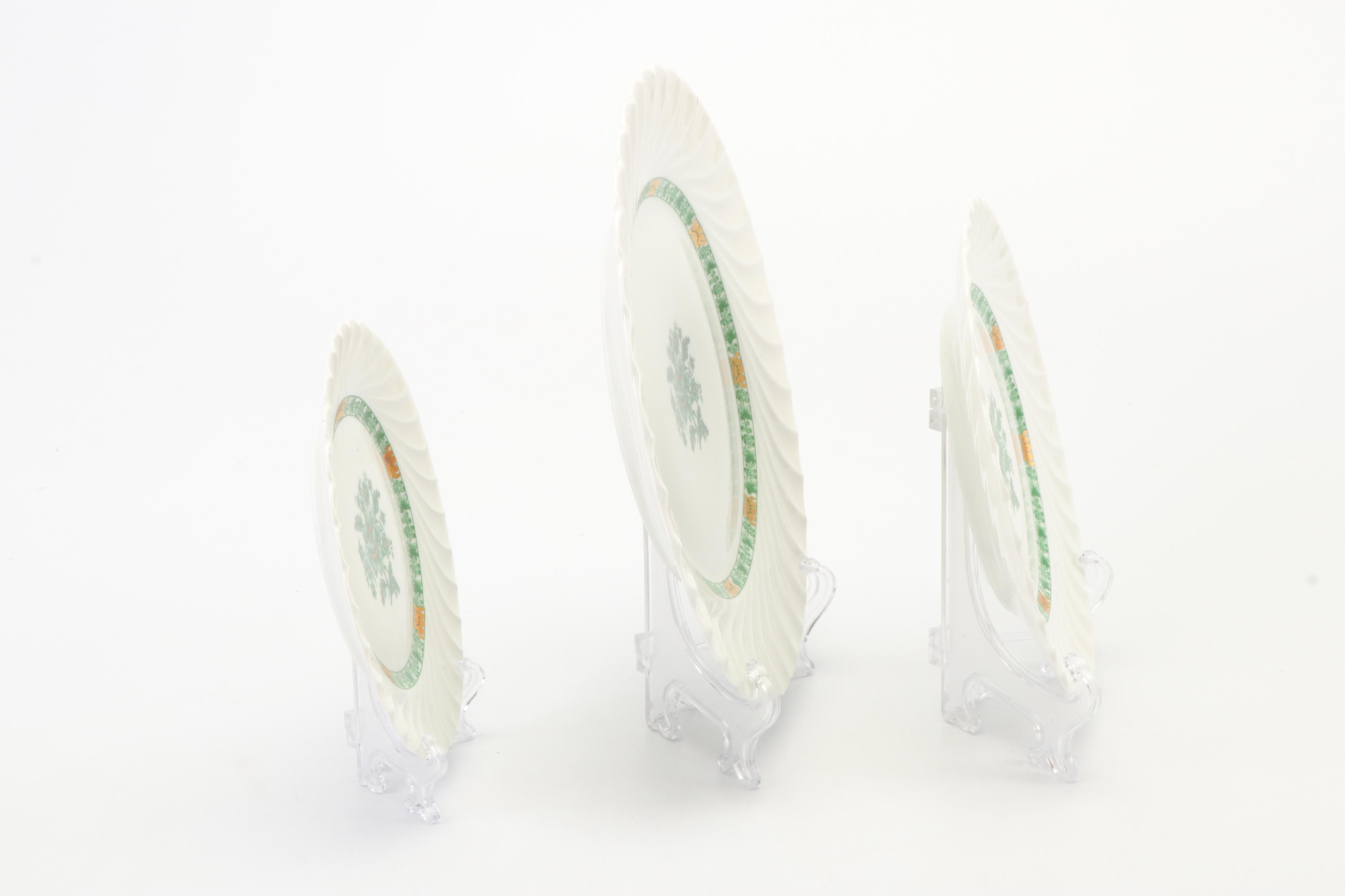 Vintage Haviland Green Floral Porcelain Plates