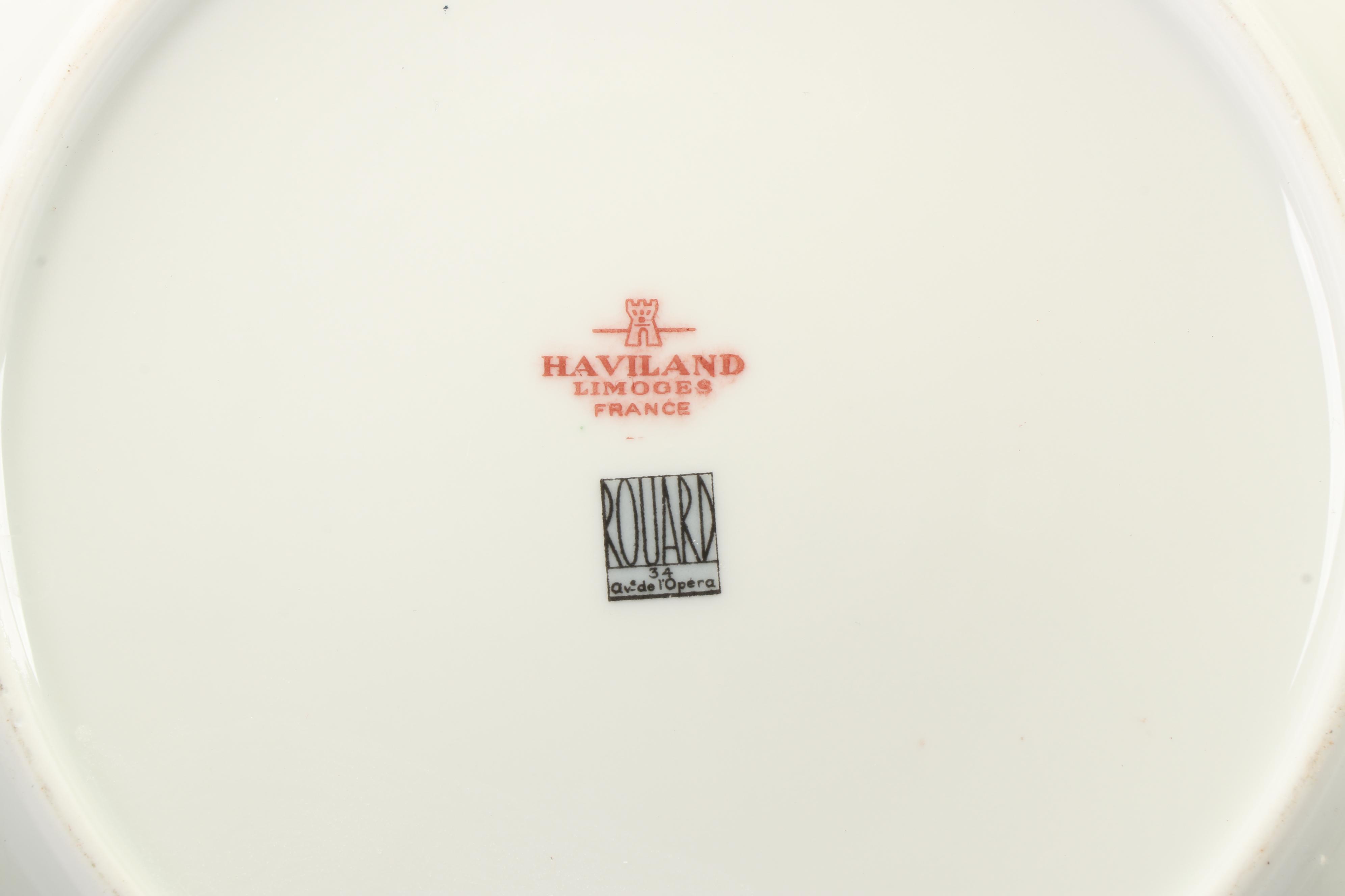 Vintage Haviland Green Floral Porcelain Plates