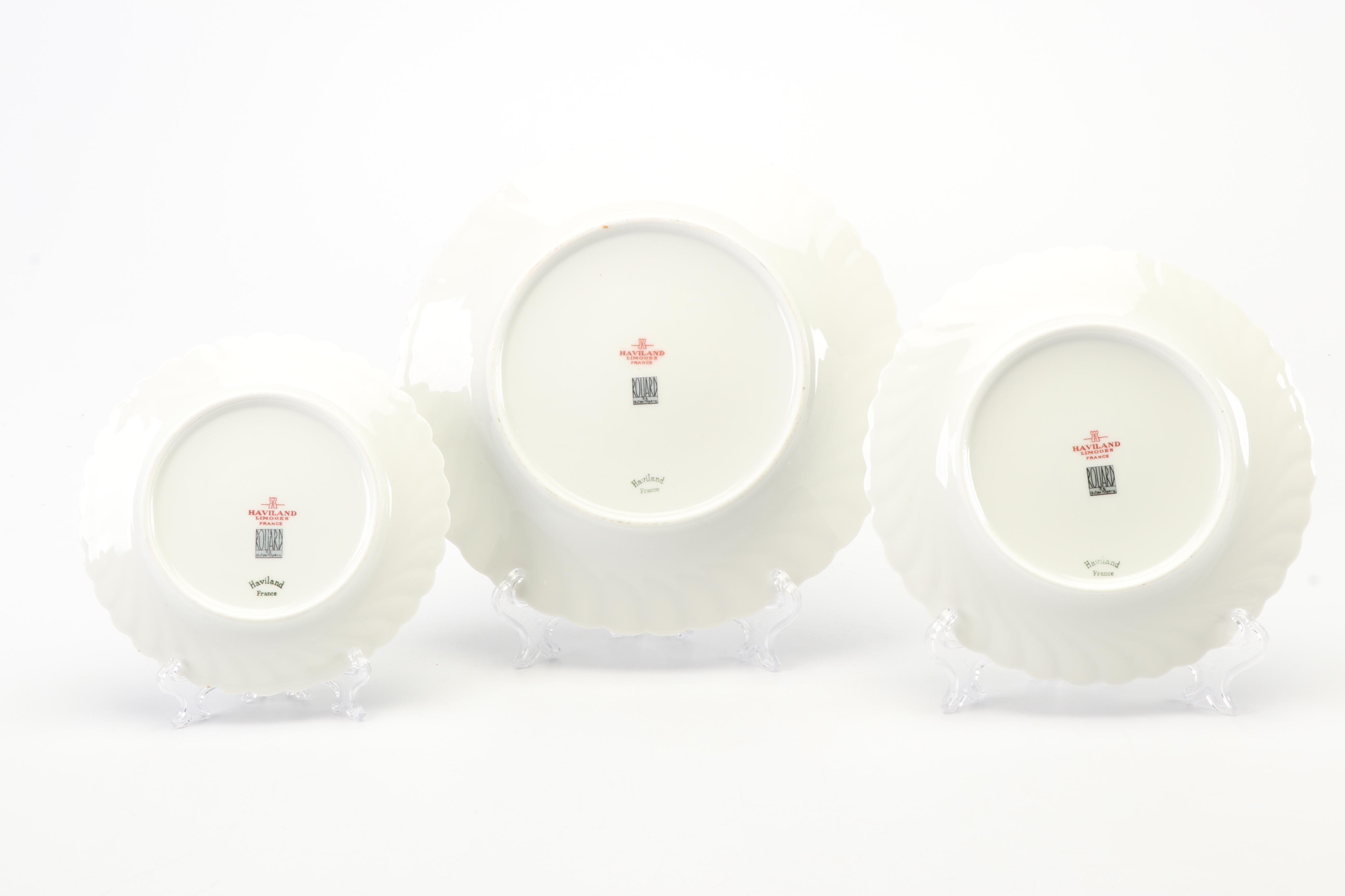 Vintage Haviland Green Floral Porcelain Plates