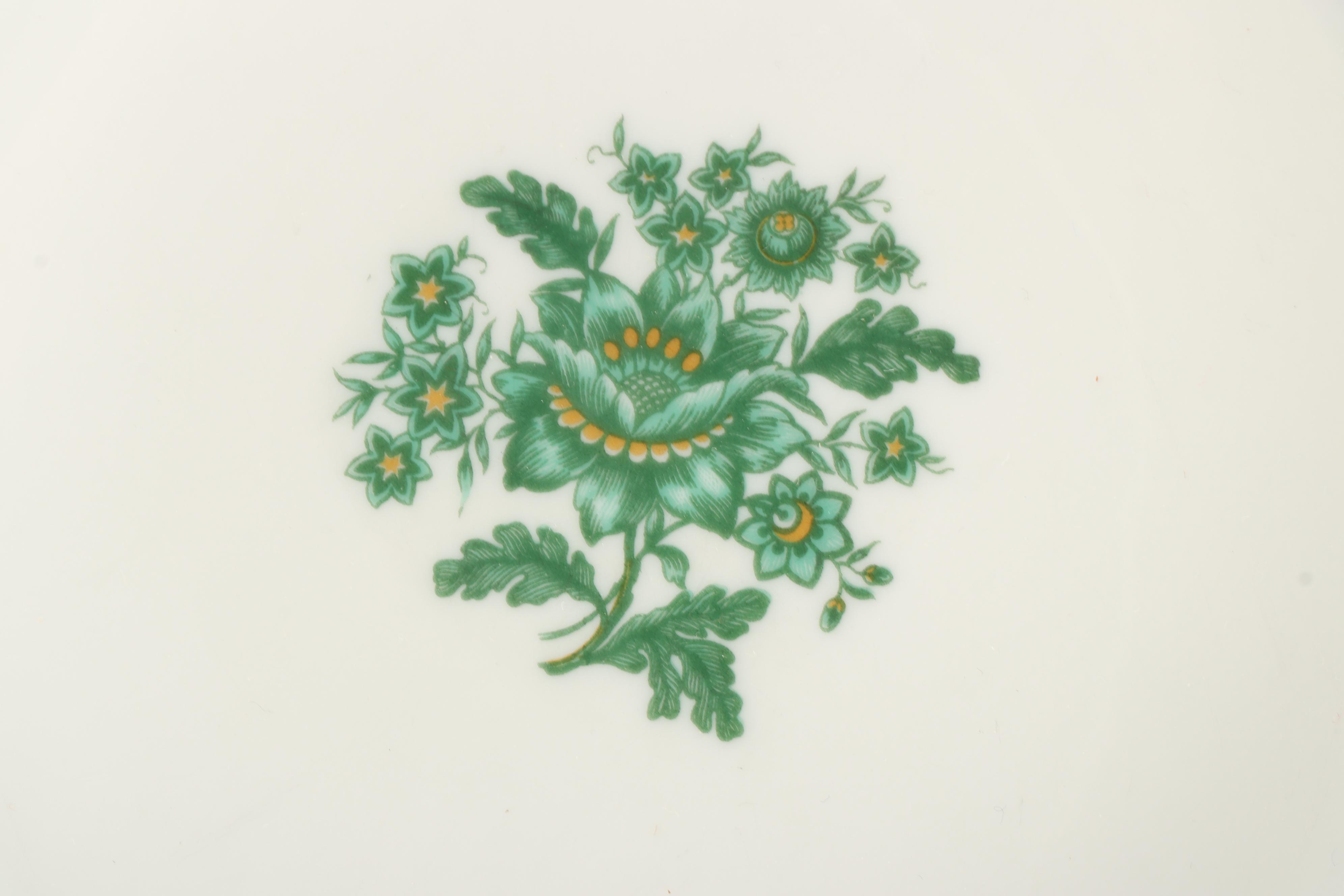 Vintage Haviland Green Floral Porcelain Plates