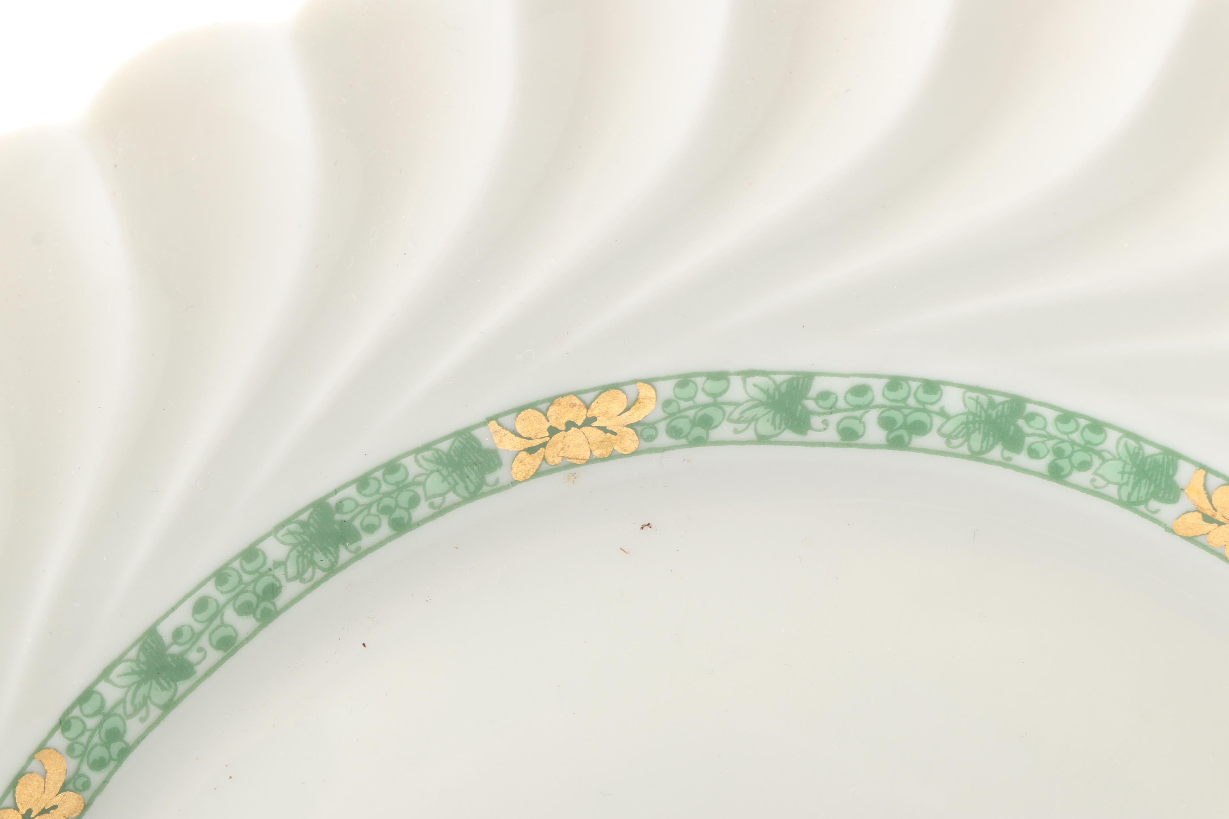 Vintage Haviland Green Floral Porcelain Plates