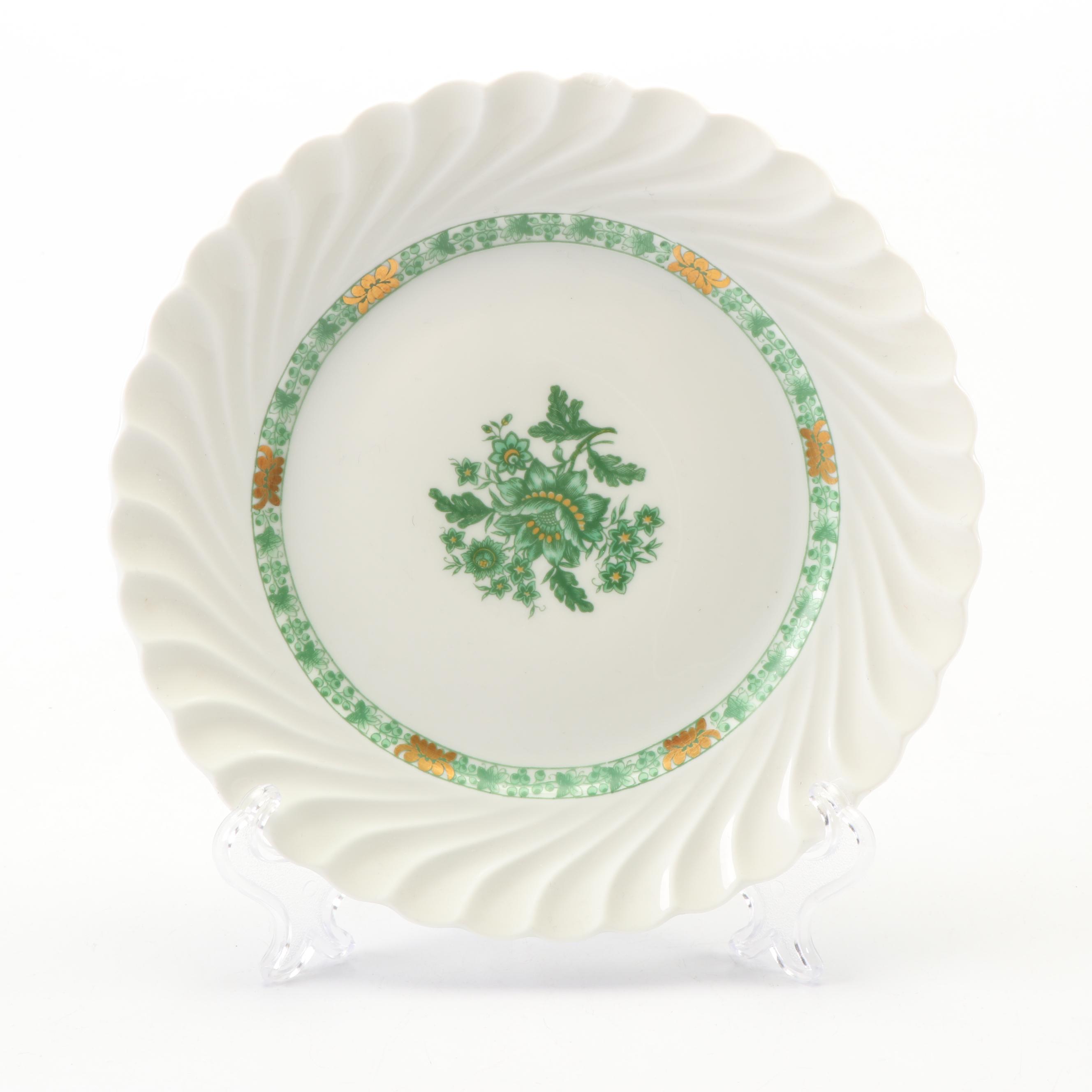 Vintage Haviland Green Floral Porcelain Plates