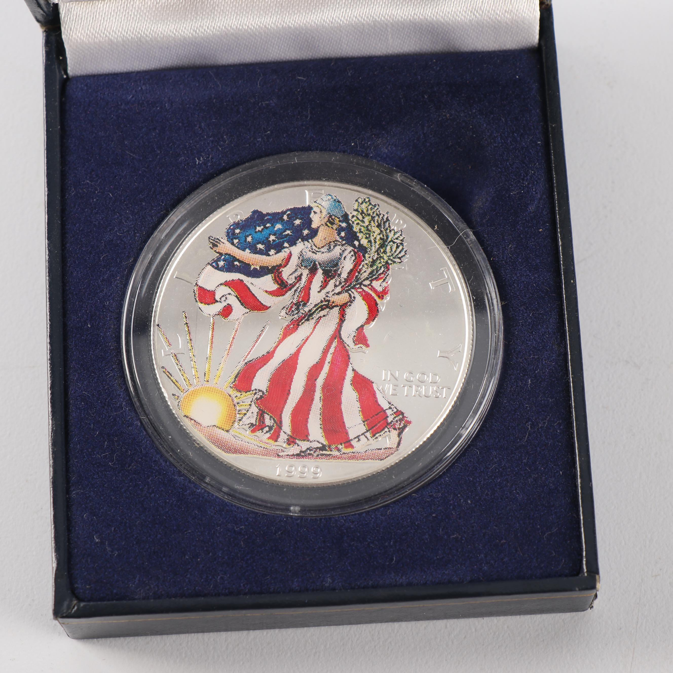 Colorized 1999 American Silver Eagle Dollars