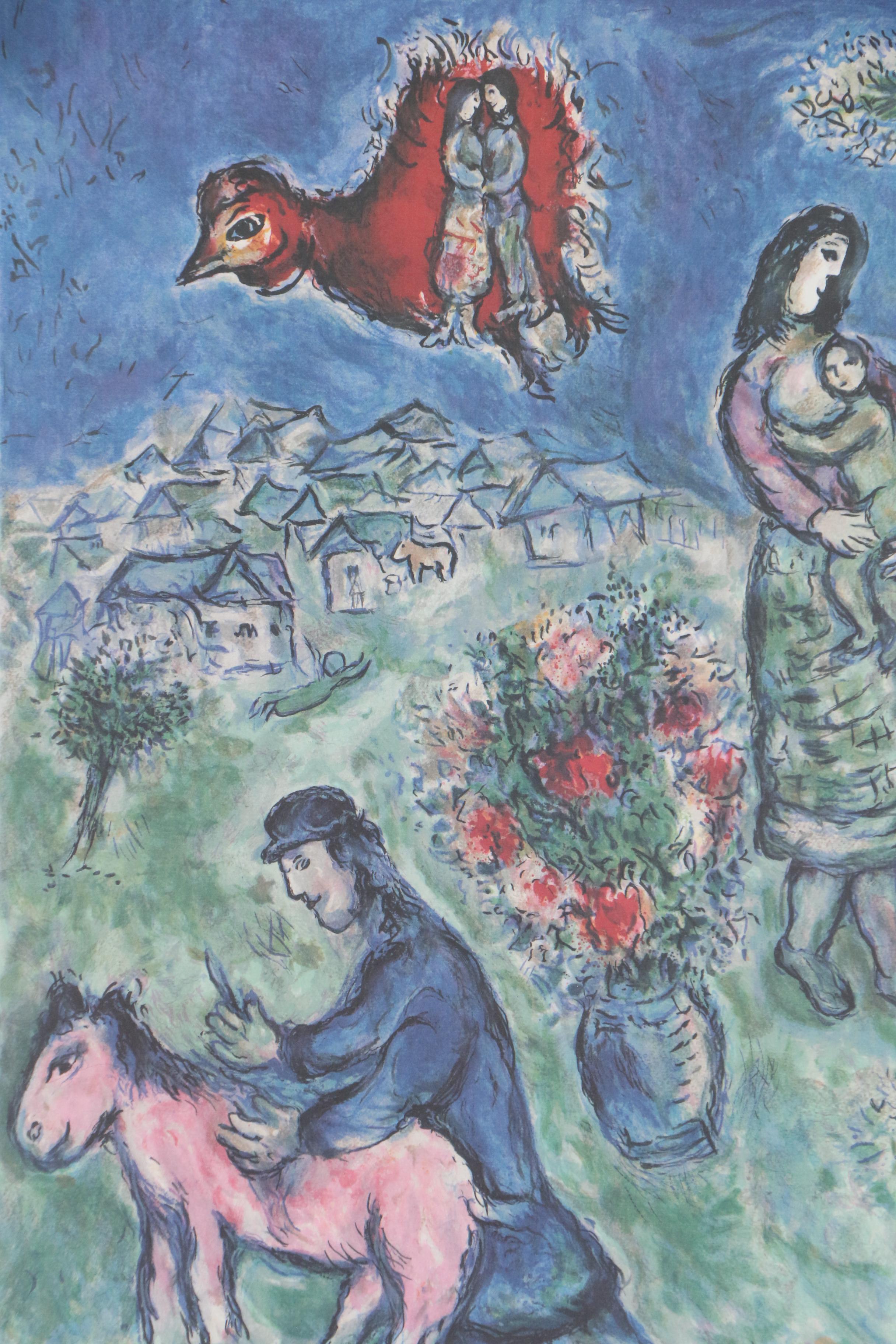 Offset Lithograph after Marc Chagall "Sur la Route du Village"