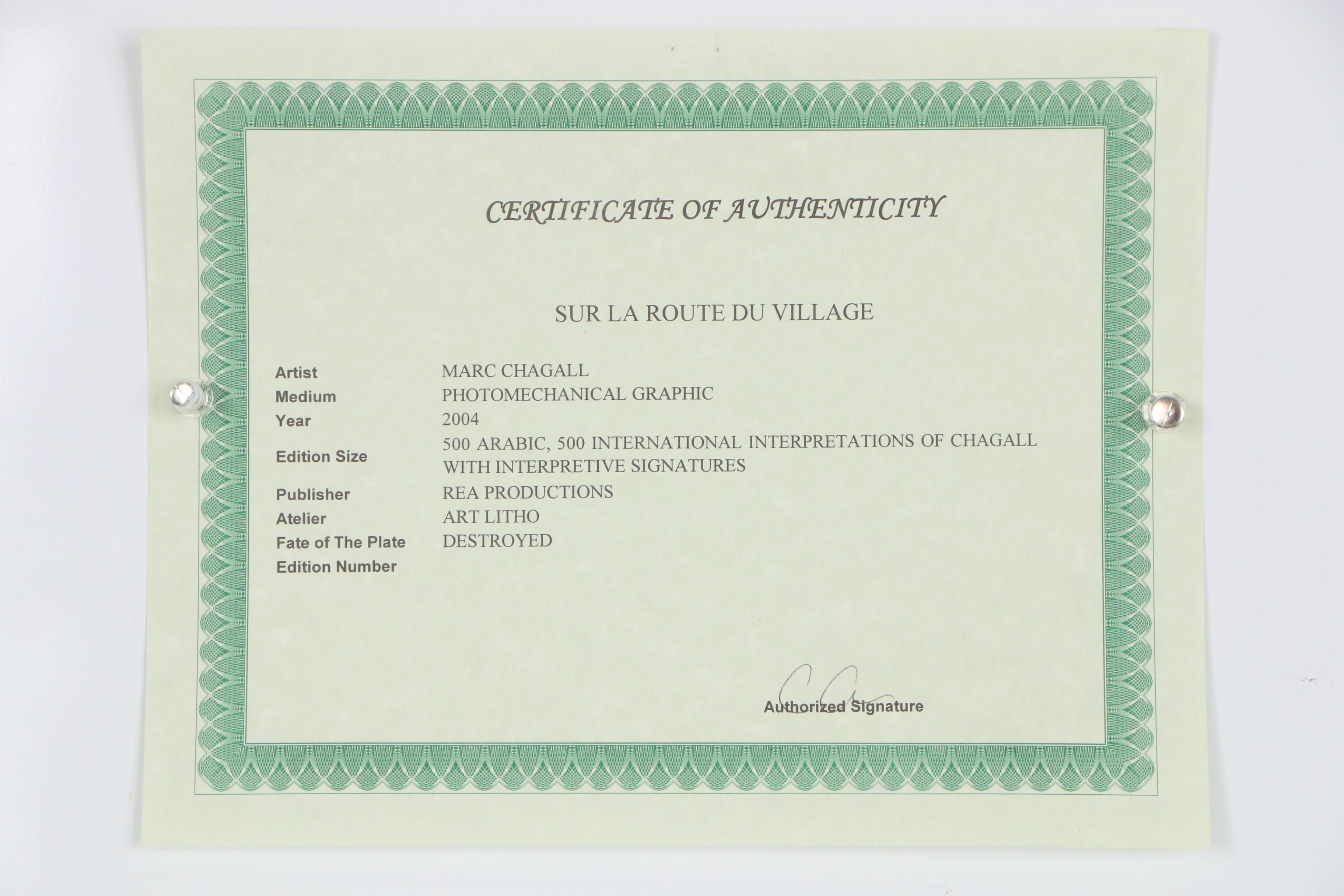 Offset Lithograph after Marc Chagall "Sur la Route du Village"