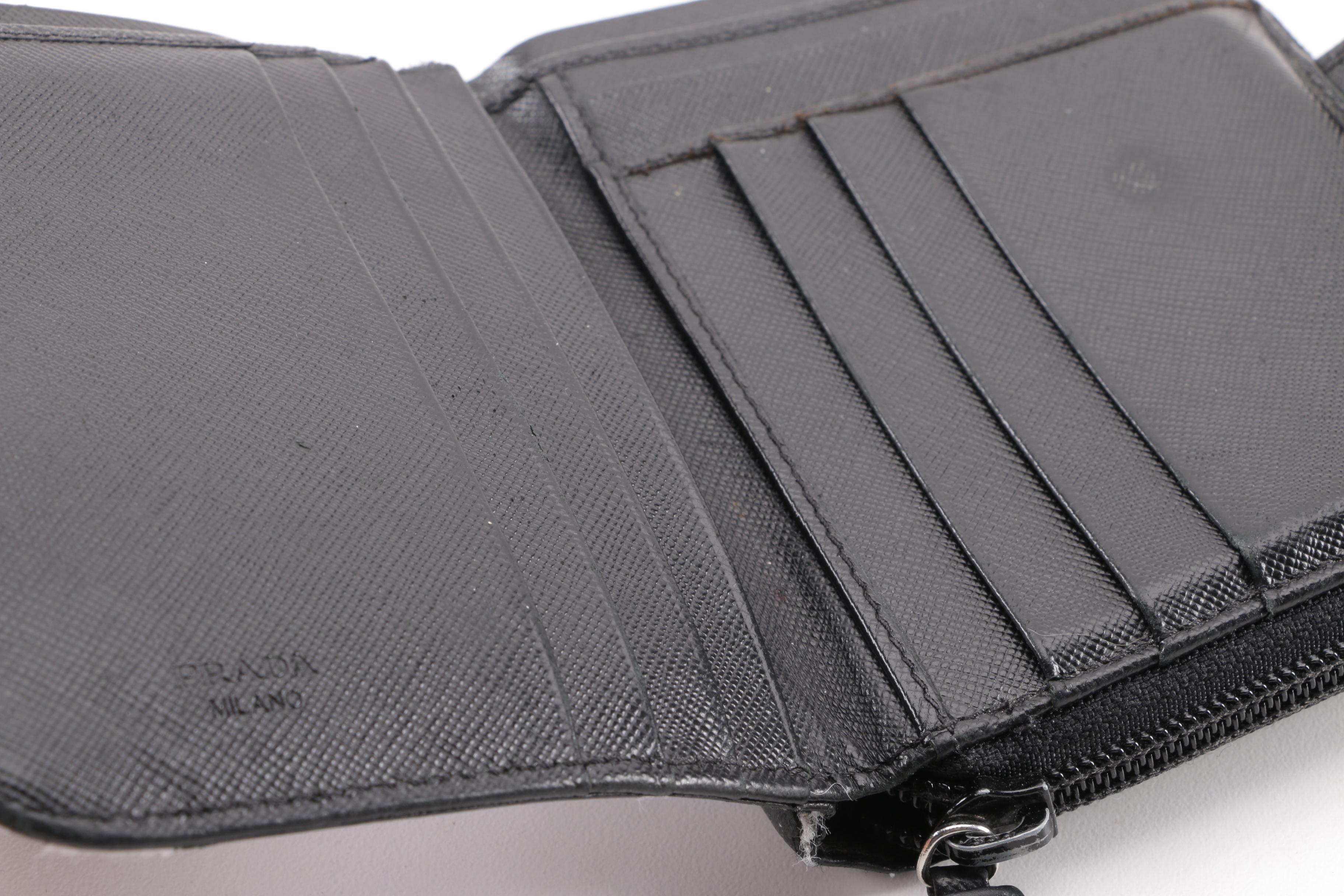Prada Black Saffiano Leather Zip-Around Wallet