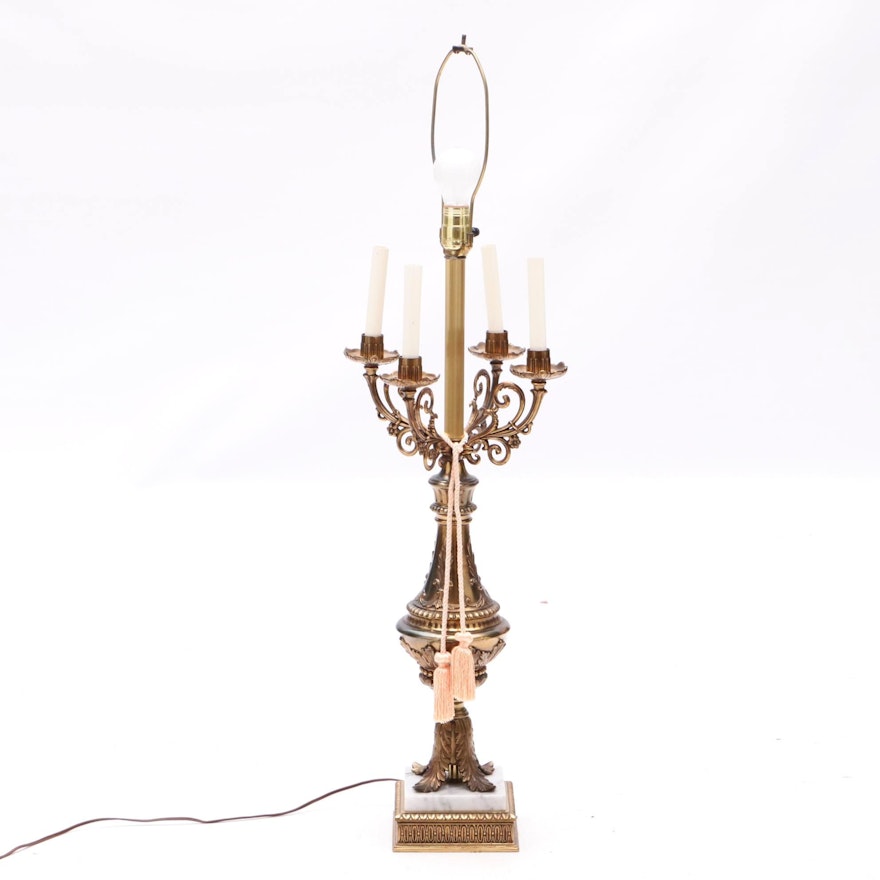 Neoclassical Style Iron and Marble Table Lamp