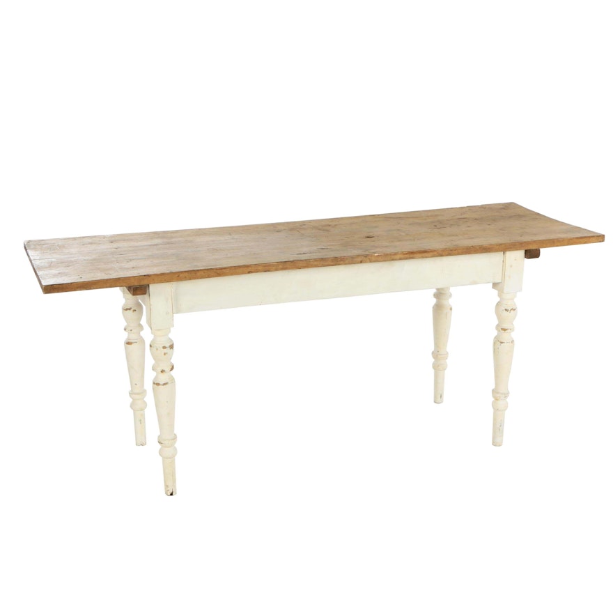 Painted Frame Table with Reclaimed Wood Top, Late 20th Century