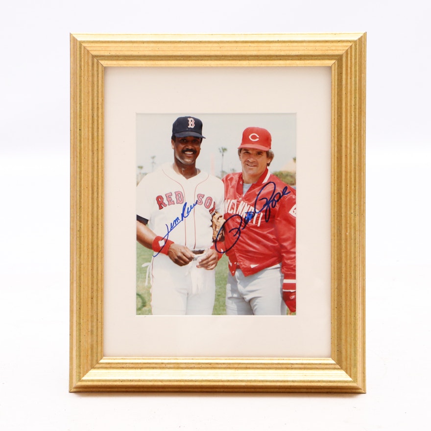 Pete Rose and Jim Rice Signed Photo  COA