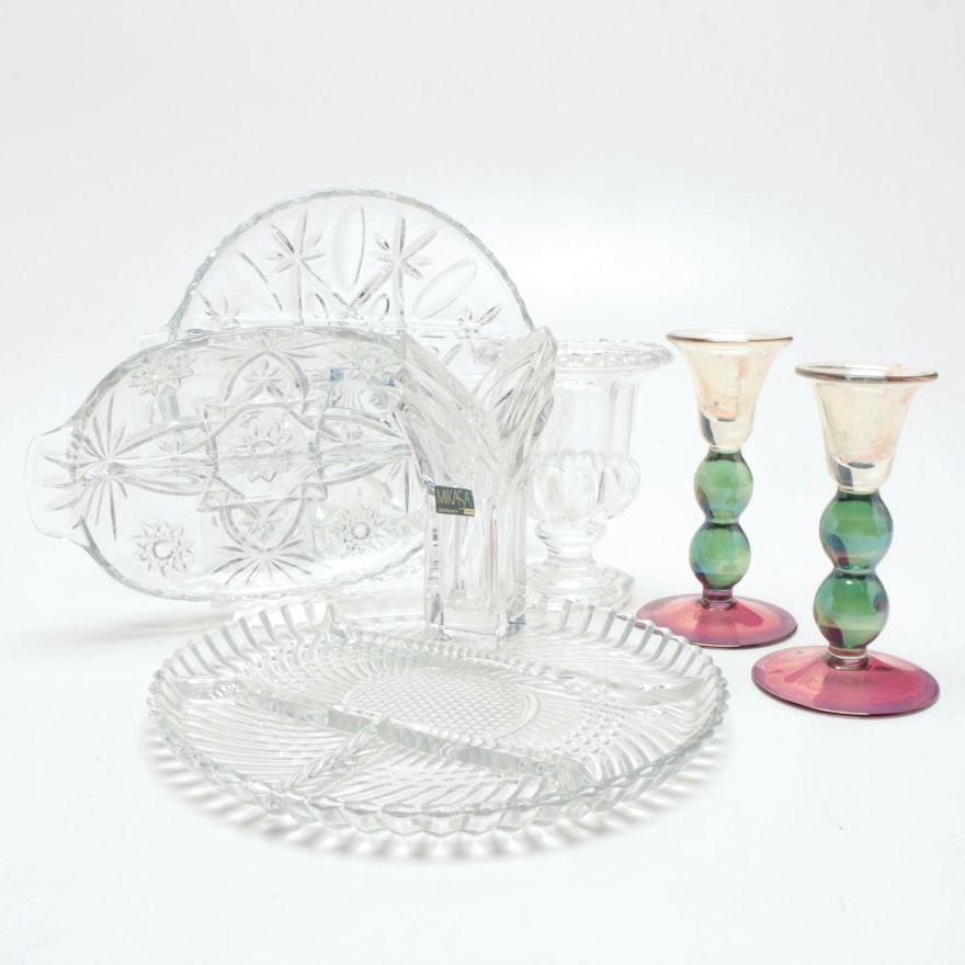 Collection of Crystal Tableware Including Anchor Hocking and Mikasa