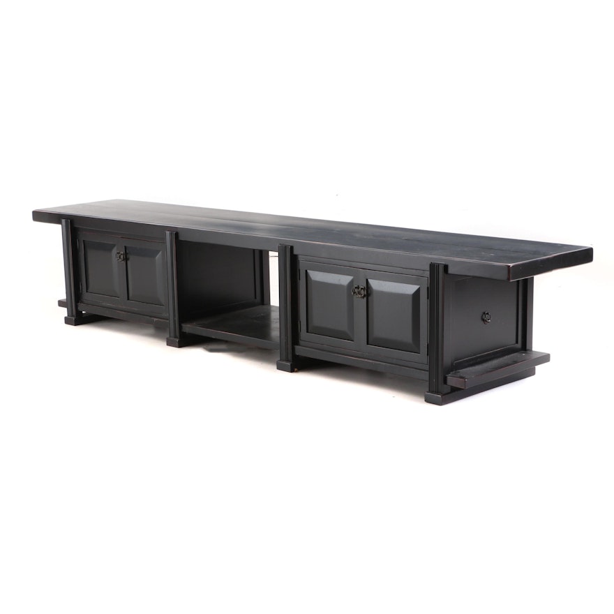 Large Media Console Cabinet in Black