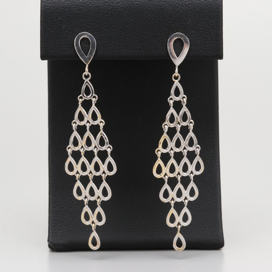 14K White Gold Dangle Earrings