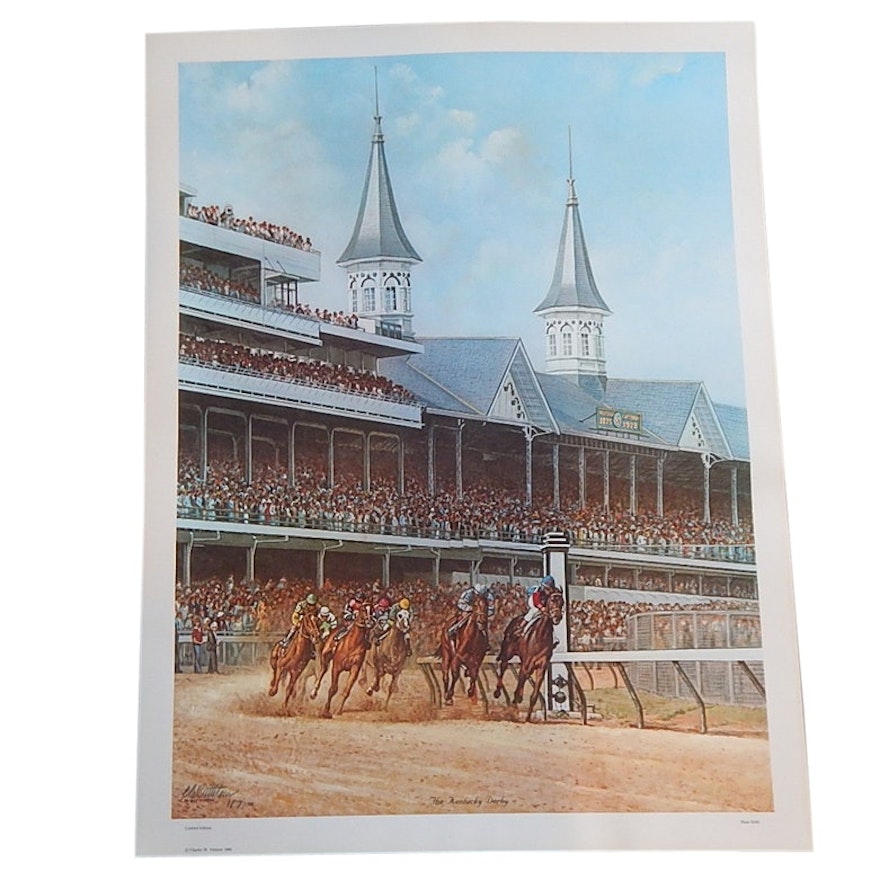 Unframed C. W. Vittitow Signed Limited Offset Lithograph "The Kentucky Derby"