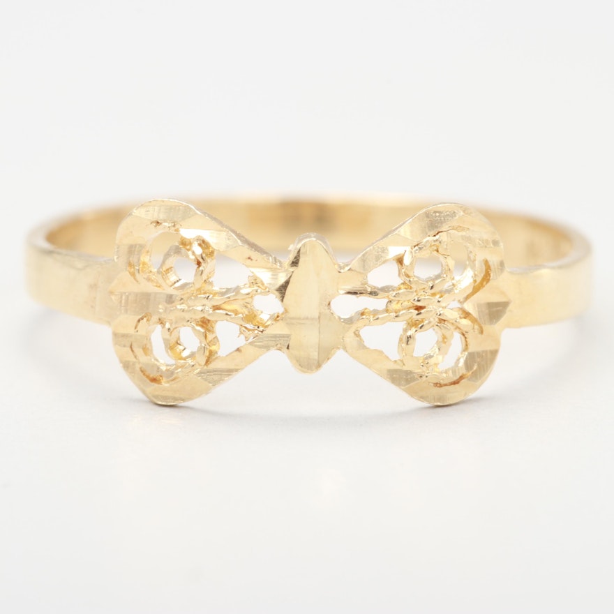 14K Yellow Gold Bow Tie Ring