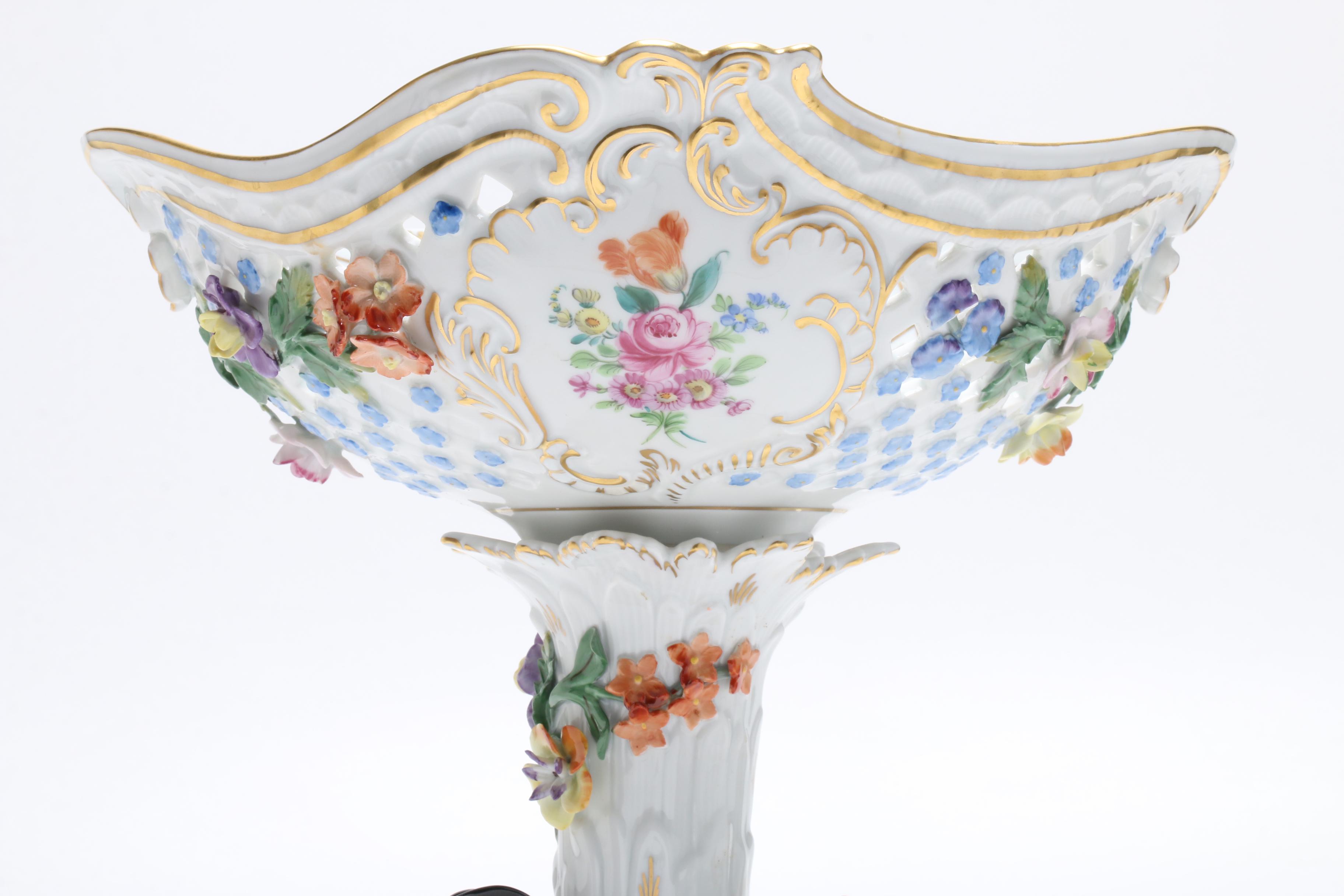 Dresden Compote with Two  Candleholders