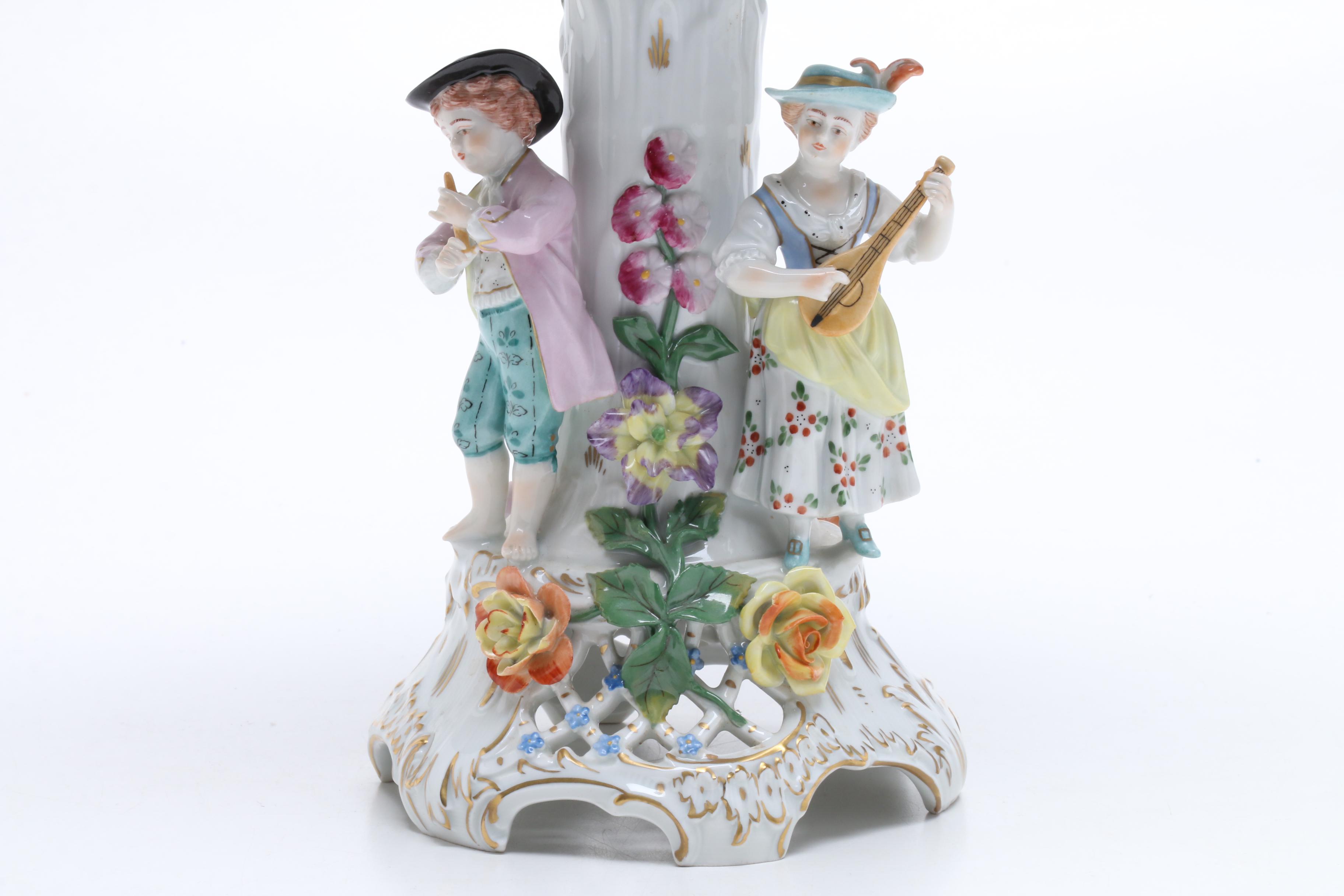 Dresden Compote with Two  Candleholders