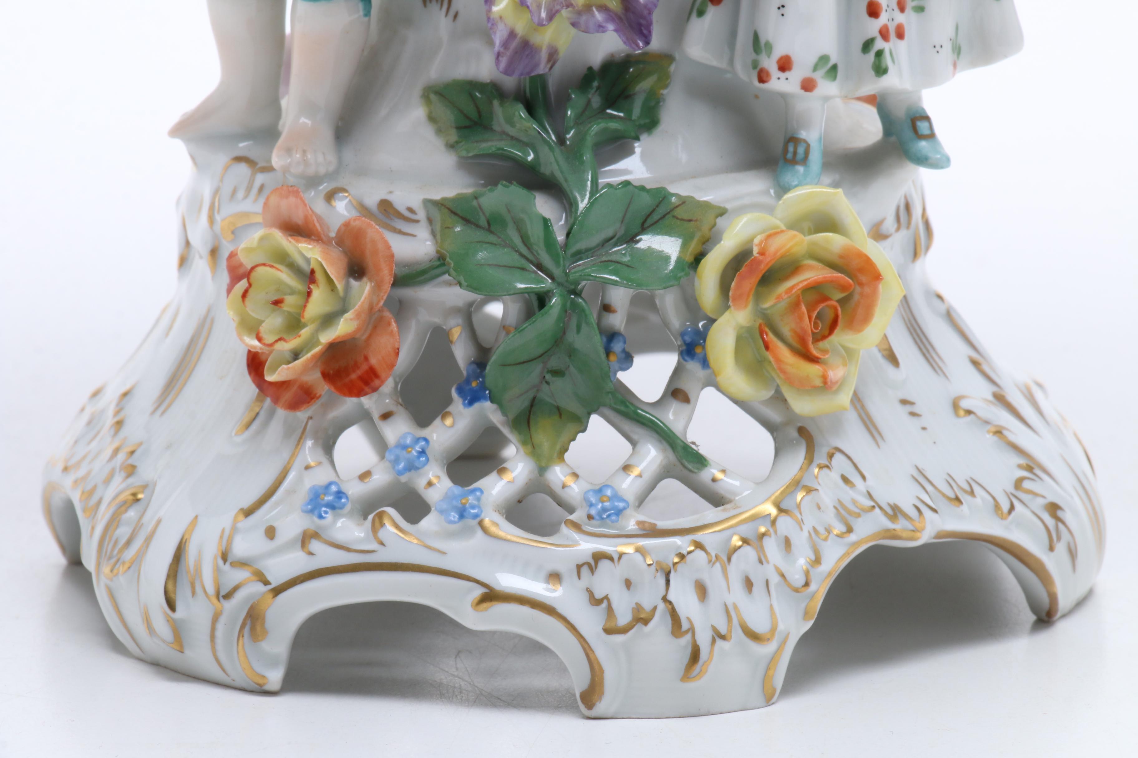 Dresden Compote with Two  Candleholders