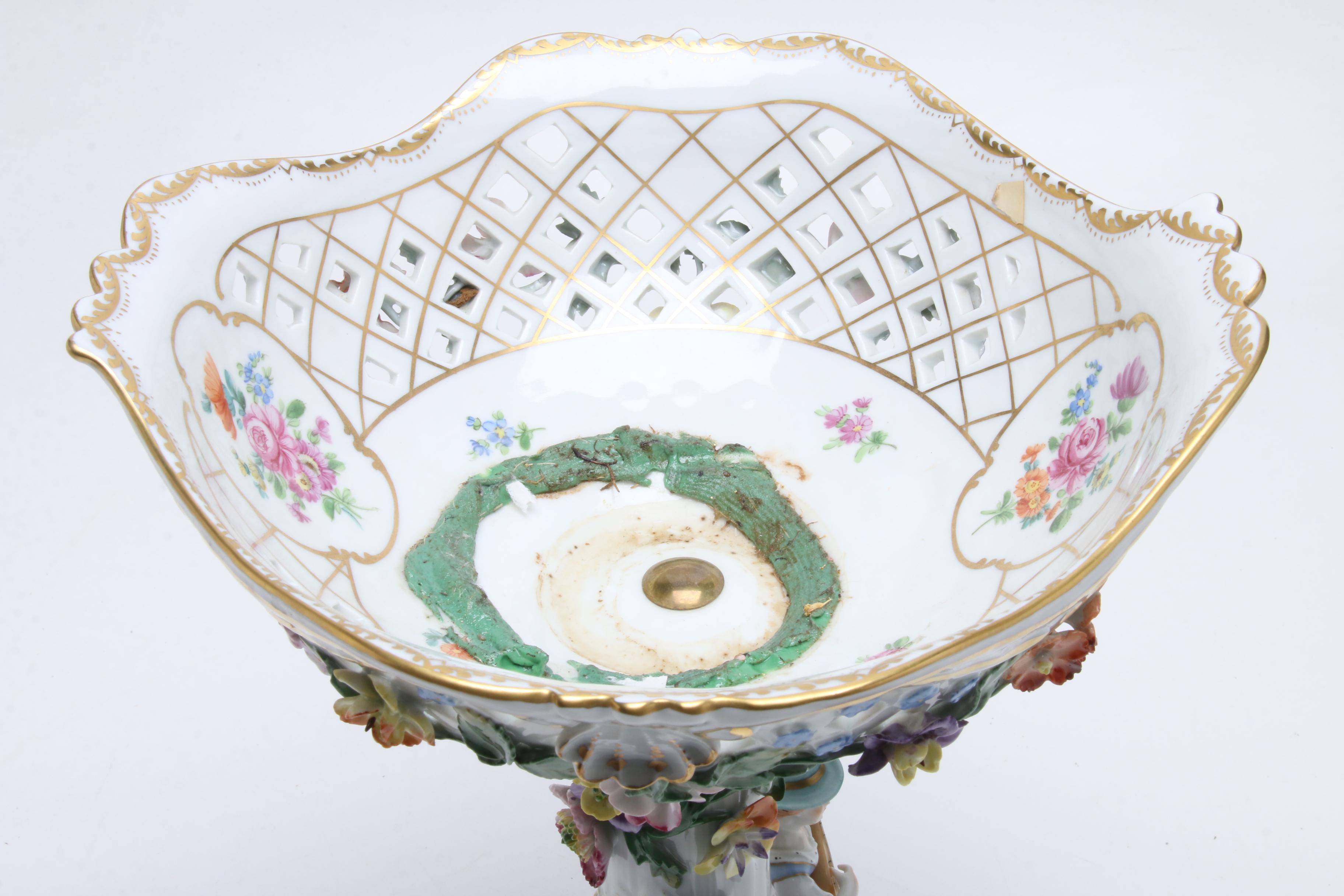 Dresden Compote with Two  Candleholders