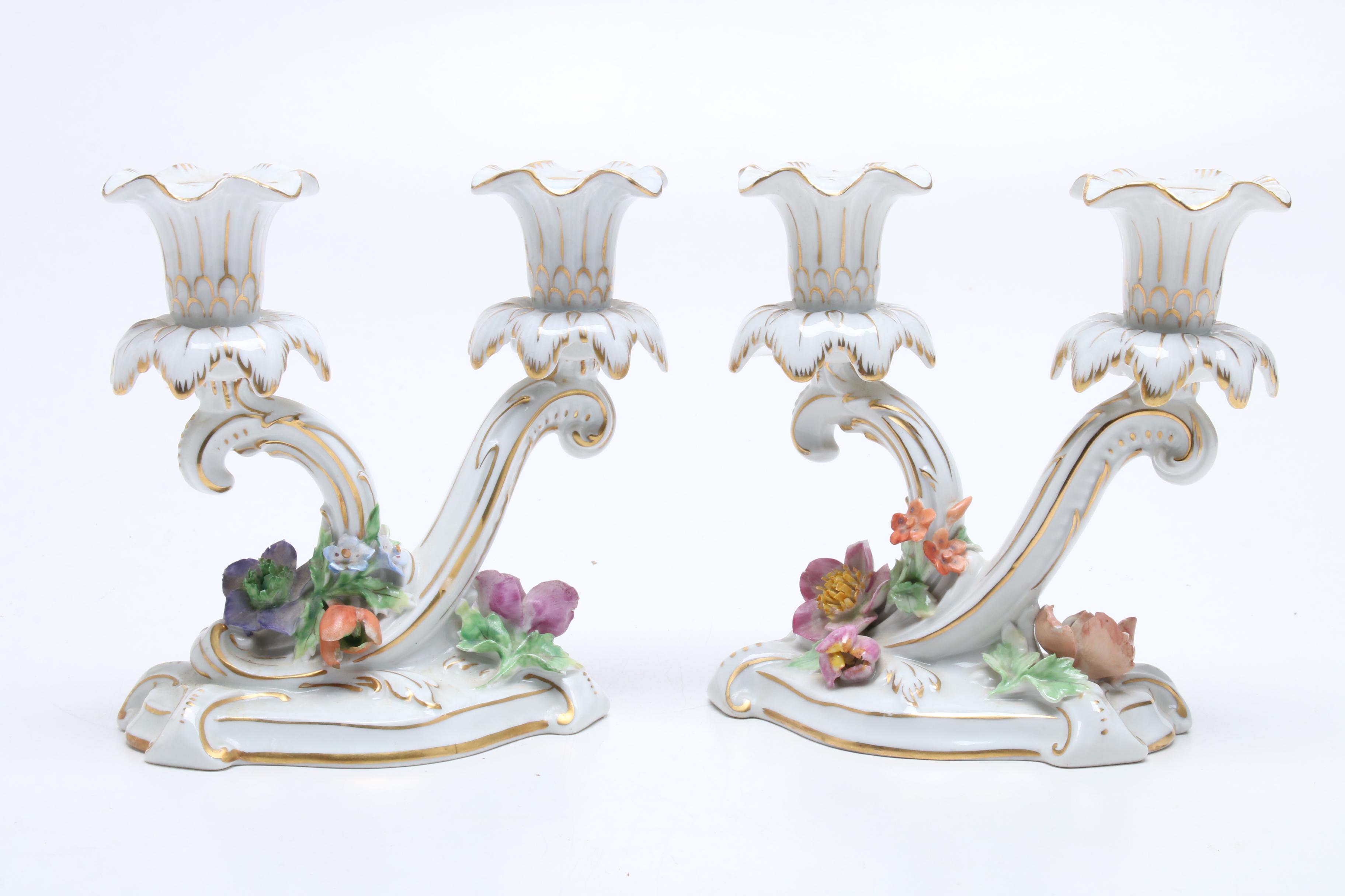 Dresden Compote with Two  Candleholders