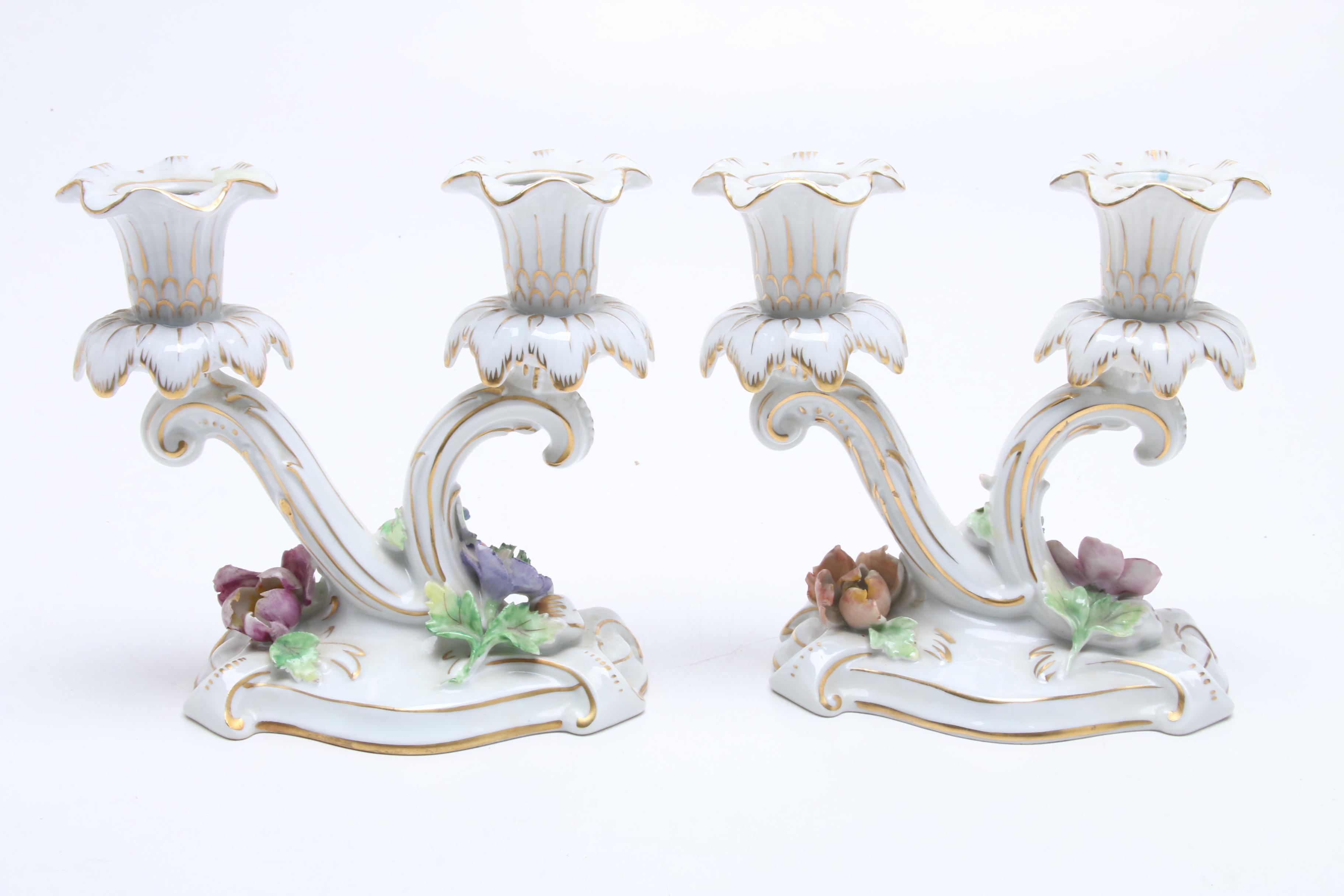 Dresden Compote with Two  Candleholders