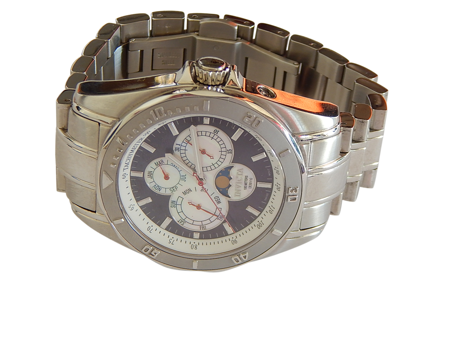 Invicta Silver-Tone Atlantis MOP Stainless Steel Watch Model 4333