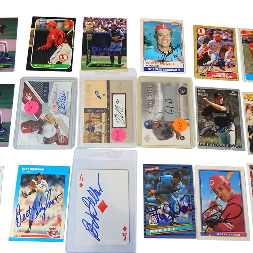 Baseball Autograph, Star, Hall of Fame, and Rookie with 18 Signed Cards