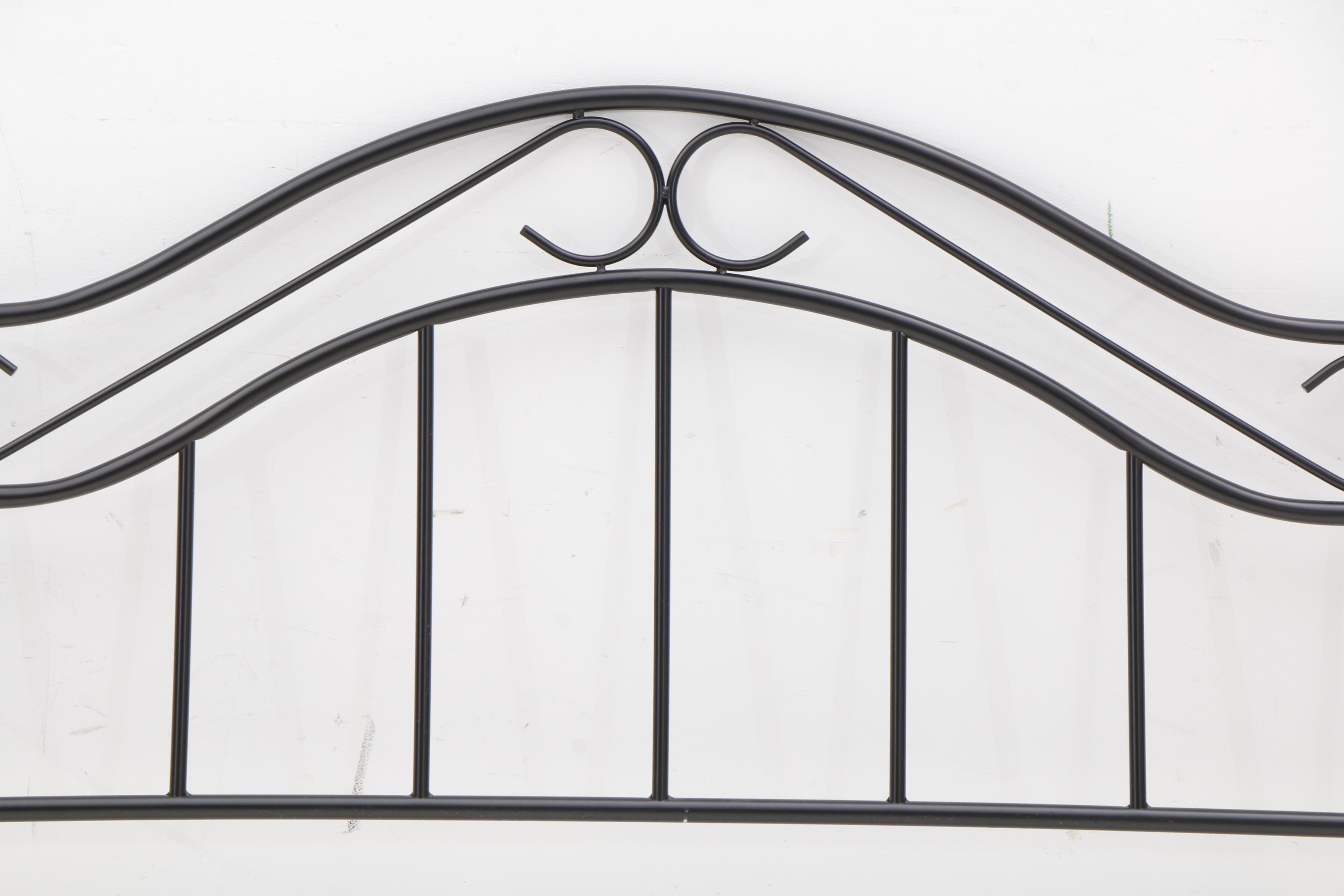 Contemporary Queen Size Metal and Wood Bed Frame with Side Rails