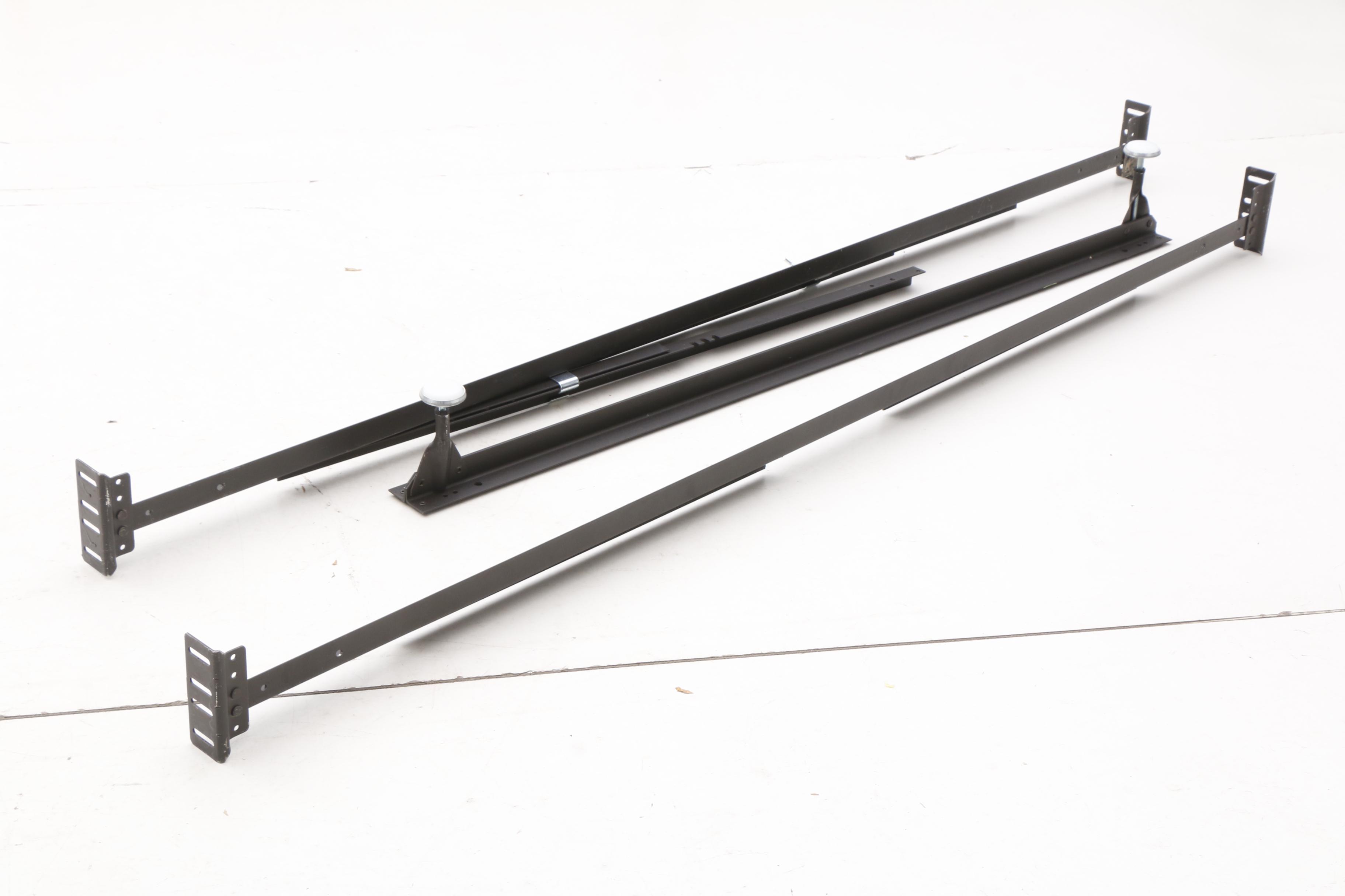 Contemporary Queen Size Metal and Wood Bed Frame with Side Rails