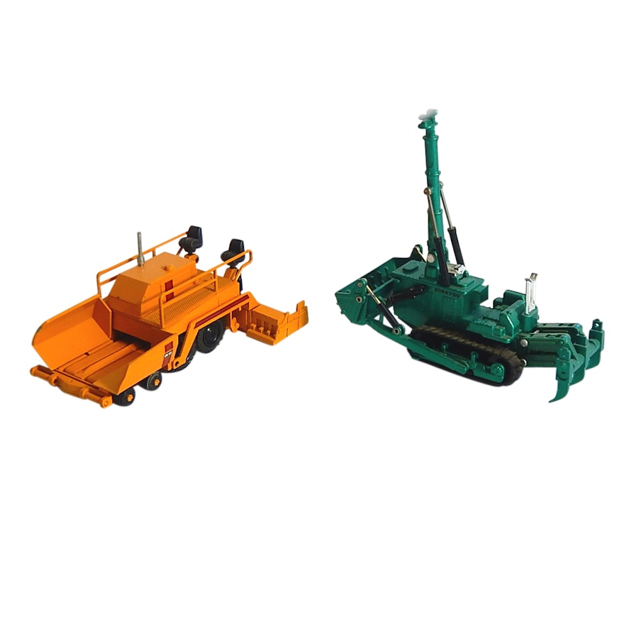 Die Cast Vehicles with Komatsu D155W Amphibious Bulldozer and NZG BK-95 Paver