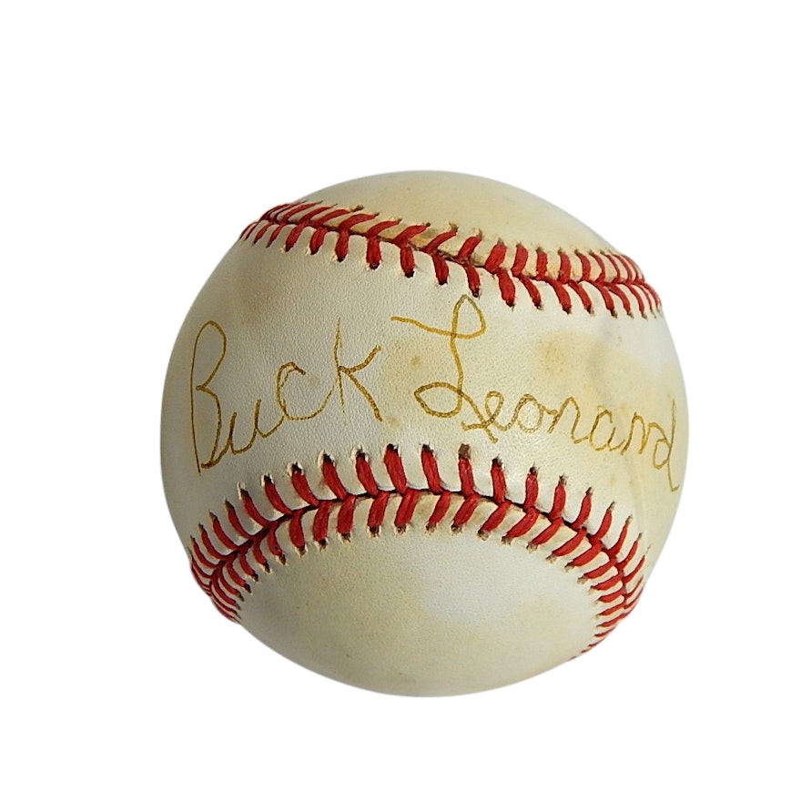 HOF Negro League Buck Leonard Signed Leonard Coleman Baseball