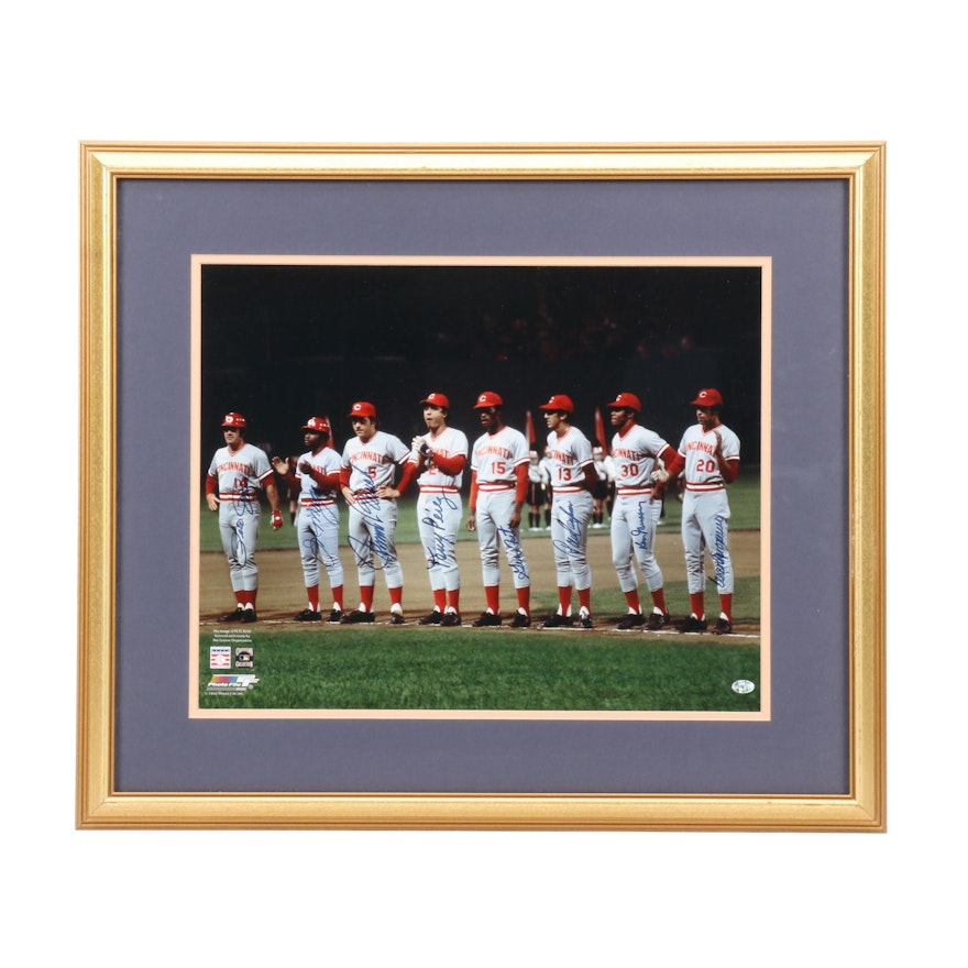 Framed and Signed Reds "Great 8" 1975 World Series Photo  COA