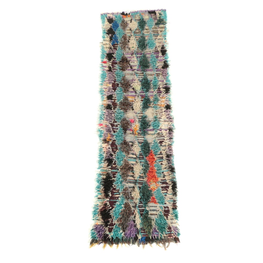 Hand-Knotted Moroccan Boucherouite Cotton Runner