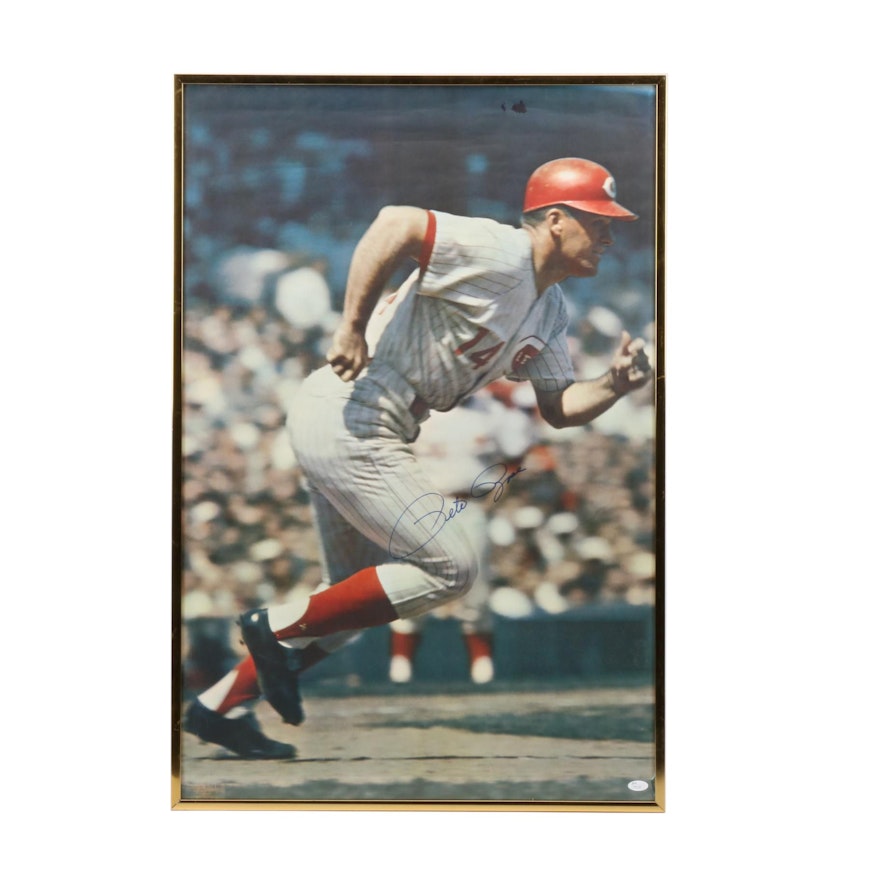 Framed Pete Rose Signed 1968 Poster  COA