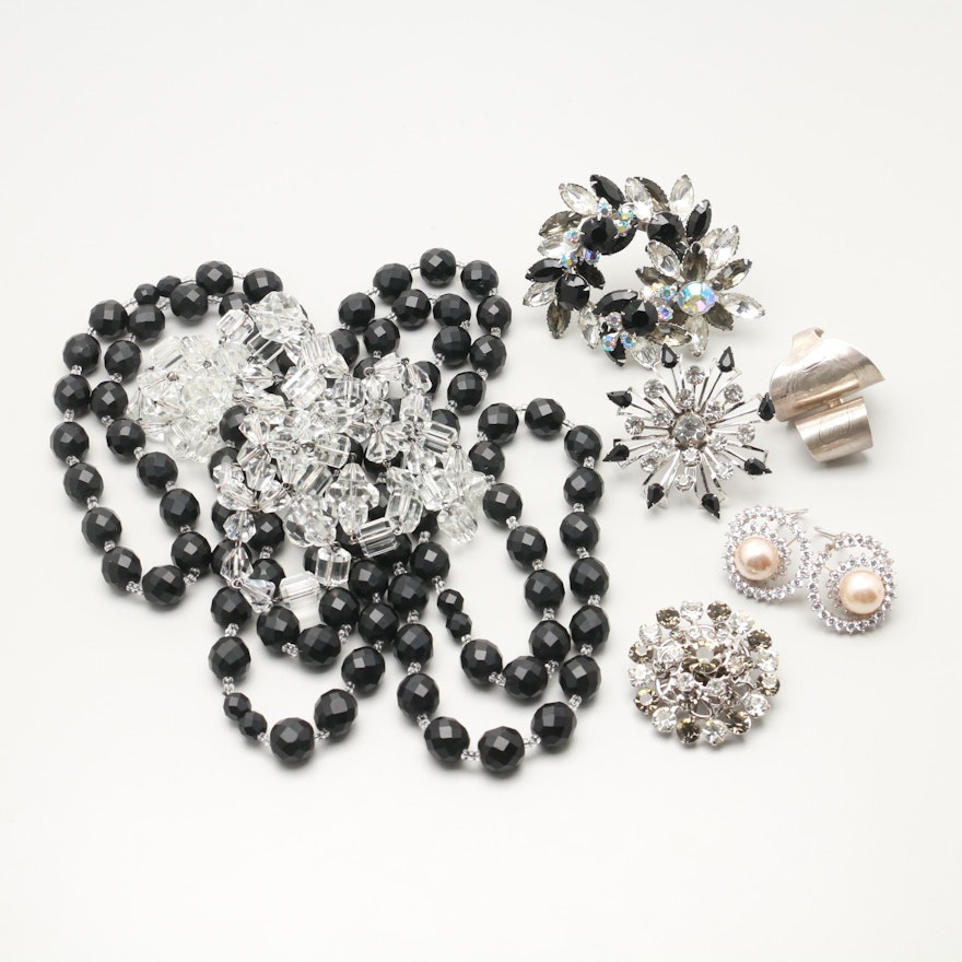 Jewelry Assortment Including 800 Silver, Imitation Pearl and Cubic Zirconia