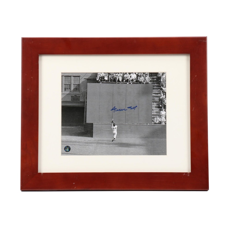 Willie Mays "The Catch Over The Shoulder" Signed Framed Photo Print Say Hey COA