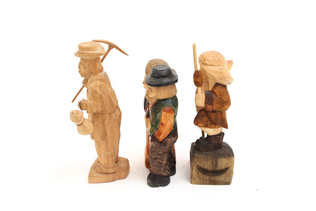 Three Carved Wooden Sculptures