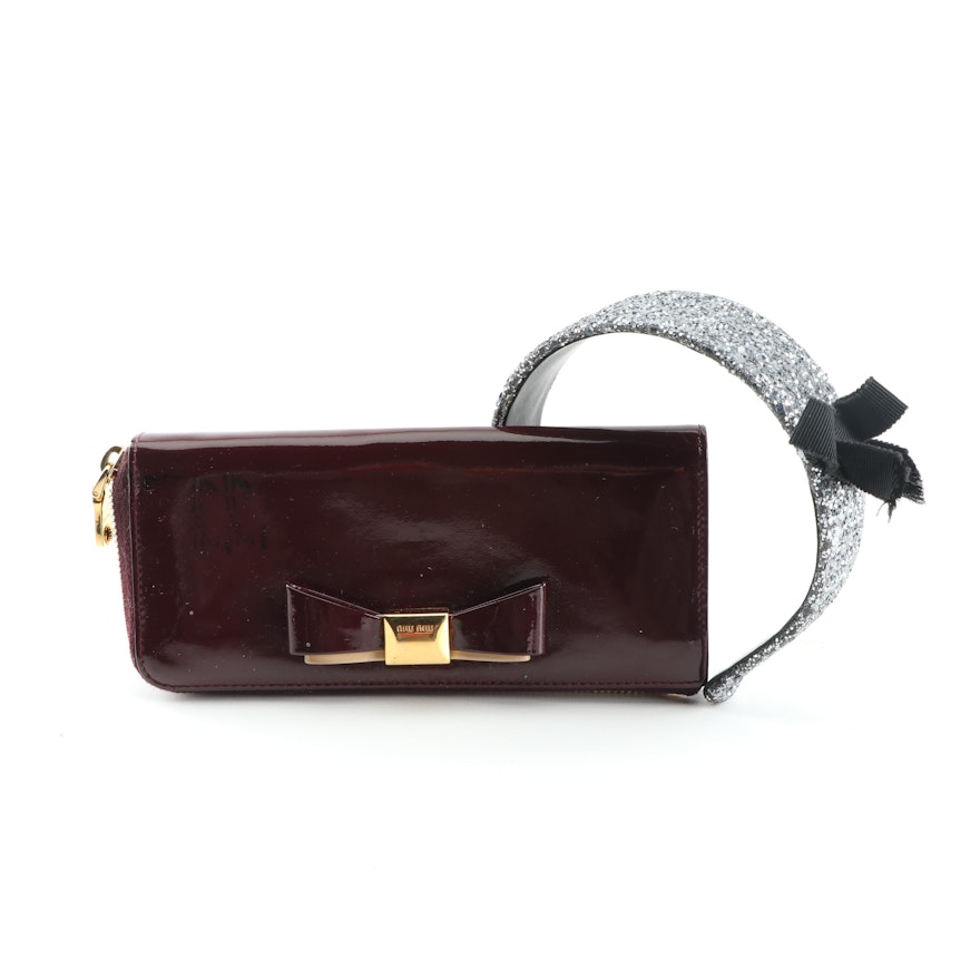 Miu Miu Patent Leather Wallet and Embellished Headband