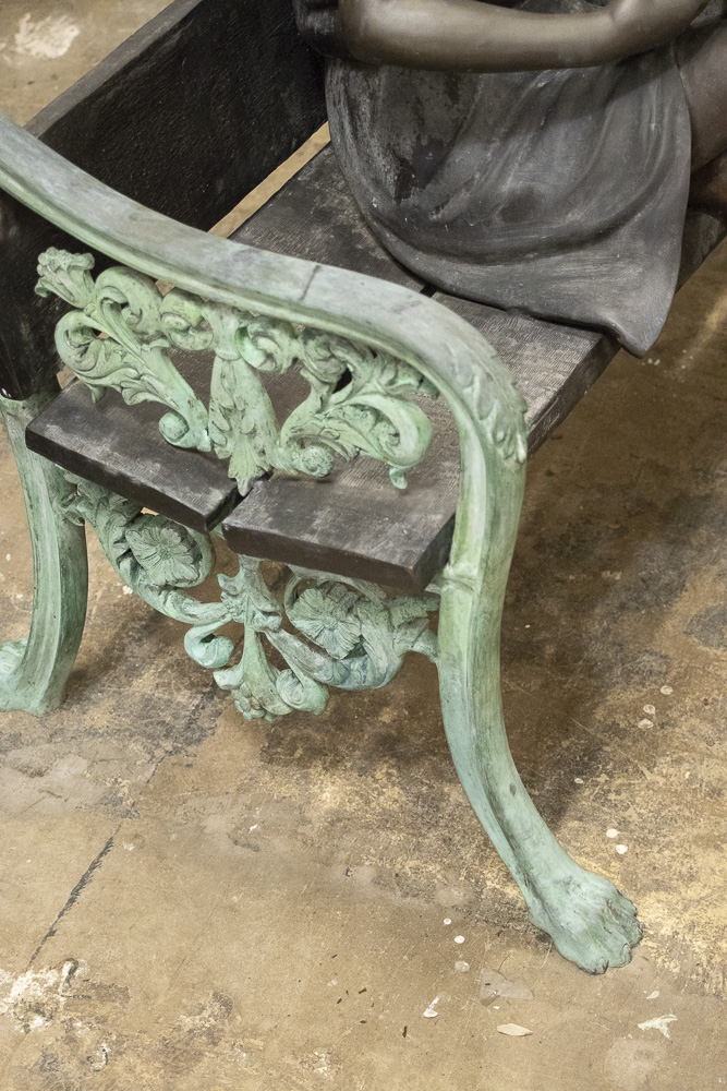 Leonardo Rossi Bronze Sculpture of Children Reading on Bench