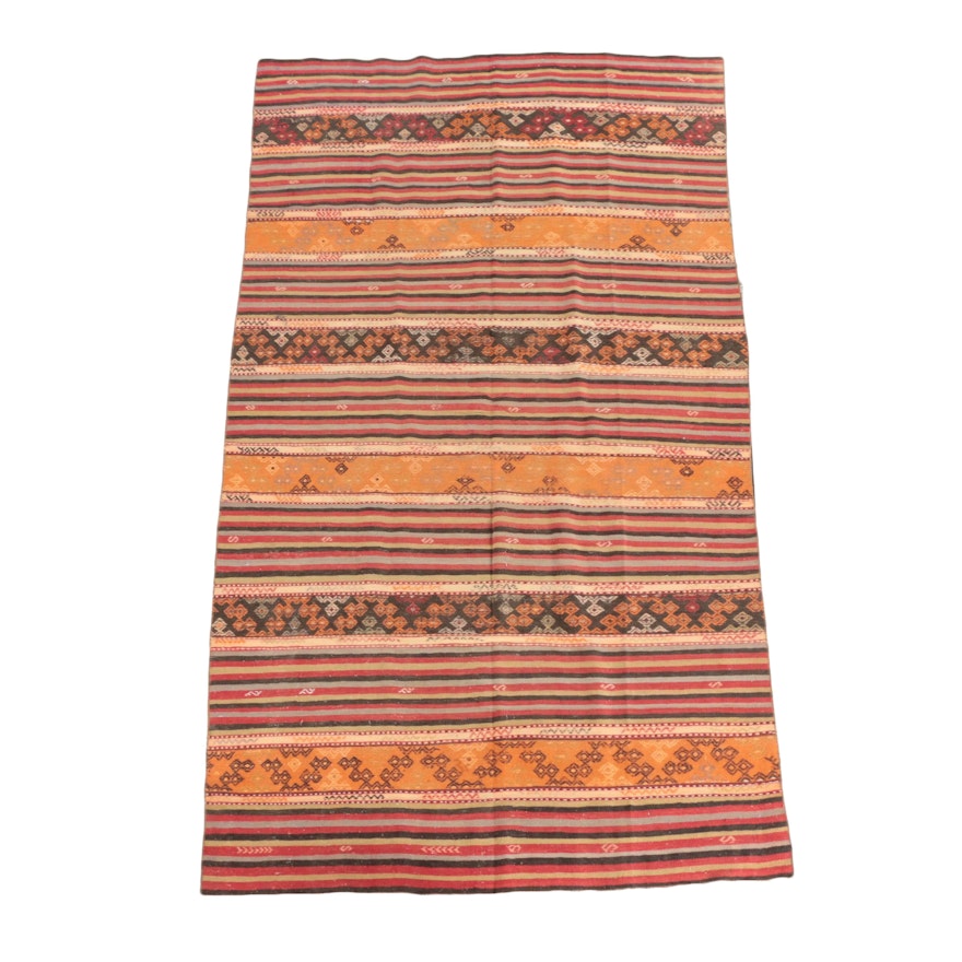 Handwoven Turkish Wool Kilim Long Rug