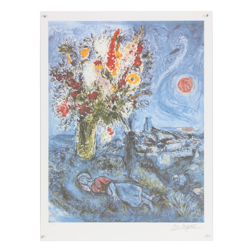 Offset Lithograph after Marc Chagall "La Dormeuse Aux Fleurs"