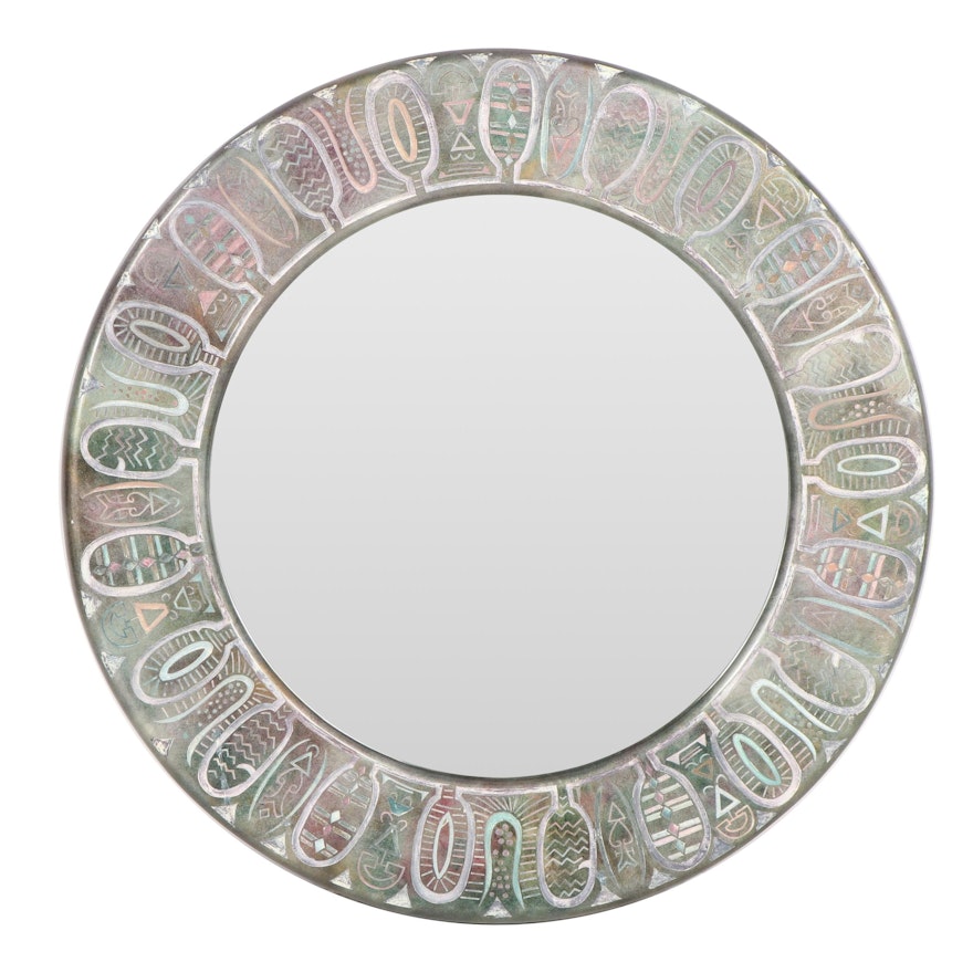 Southwestern Inspired Round Wall Mirror