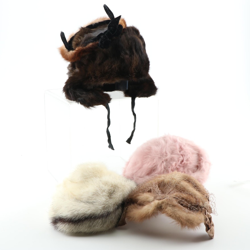 Women's Vintage Rabbit and Mink Fur Hats and Fascinators including Kimble Furs