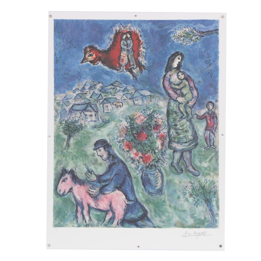 Offset Lithograph after Marc Chagall "Sur la Route du Village"