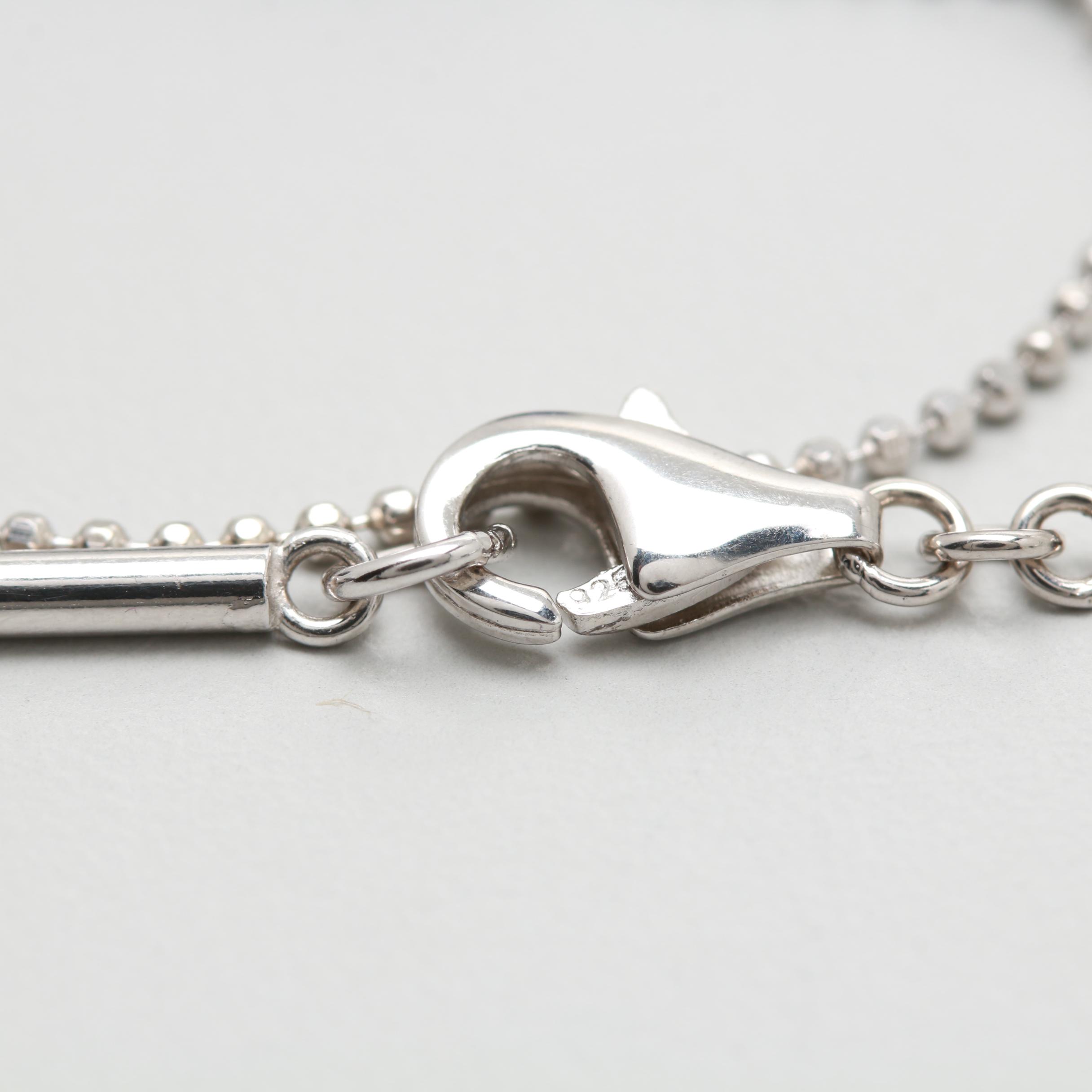 Sterling Sliver Cultured Pearl Station Necklace